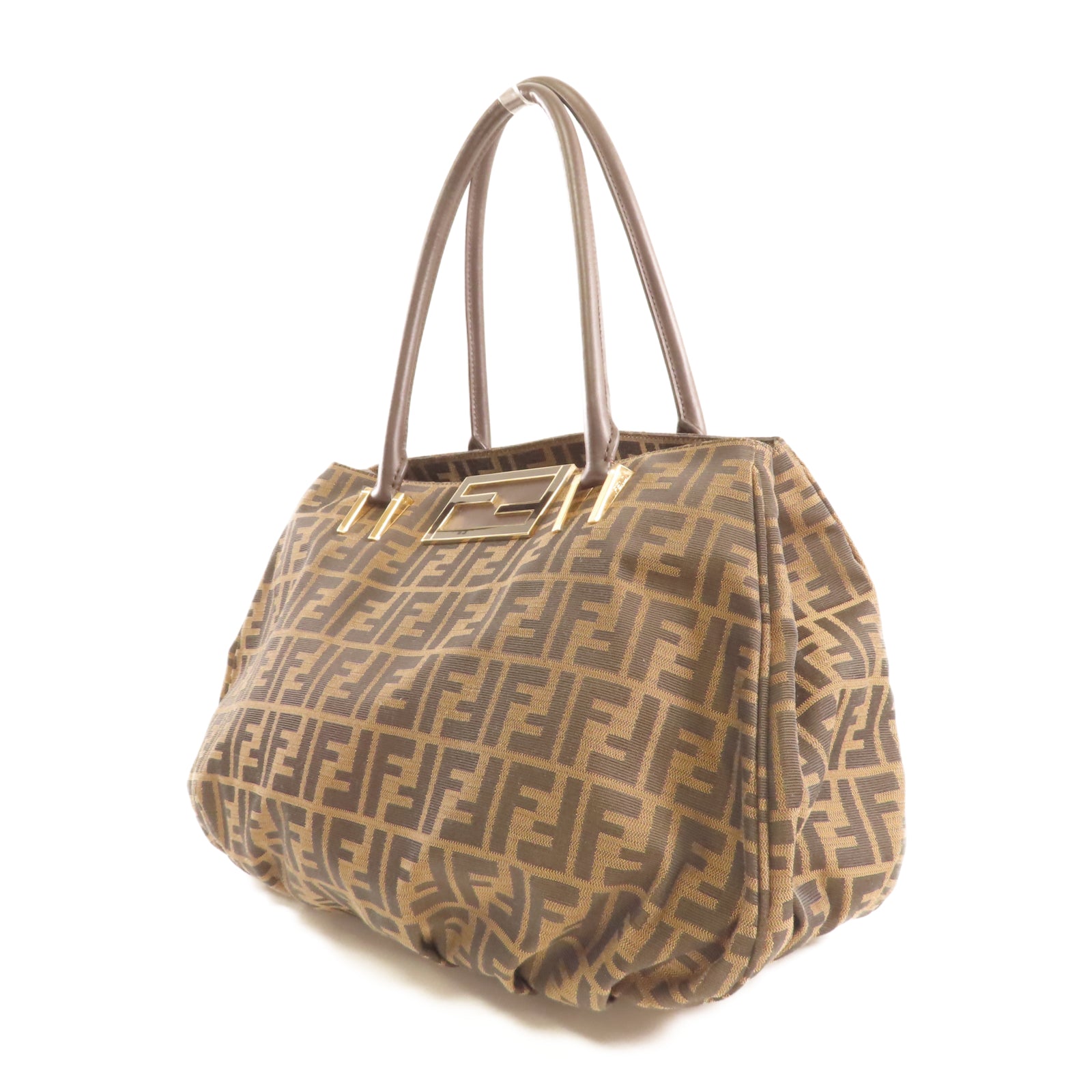FENDI 帆布Shoulder Bag金扣肩背袋啡色