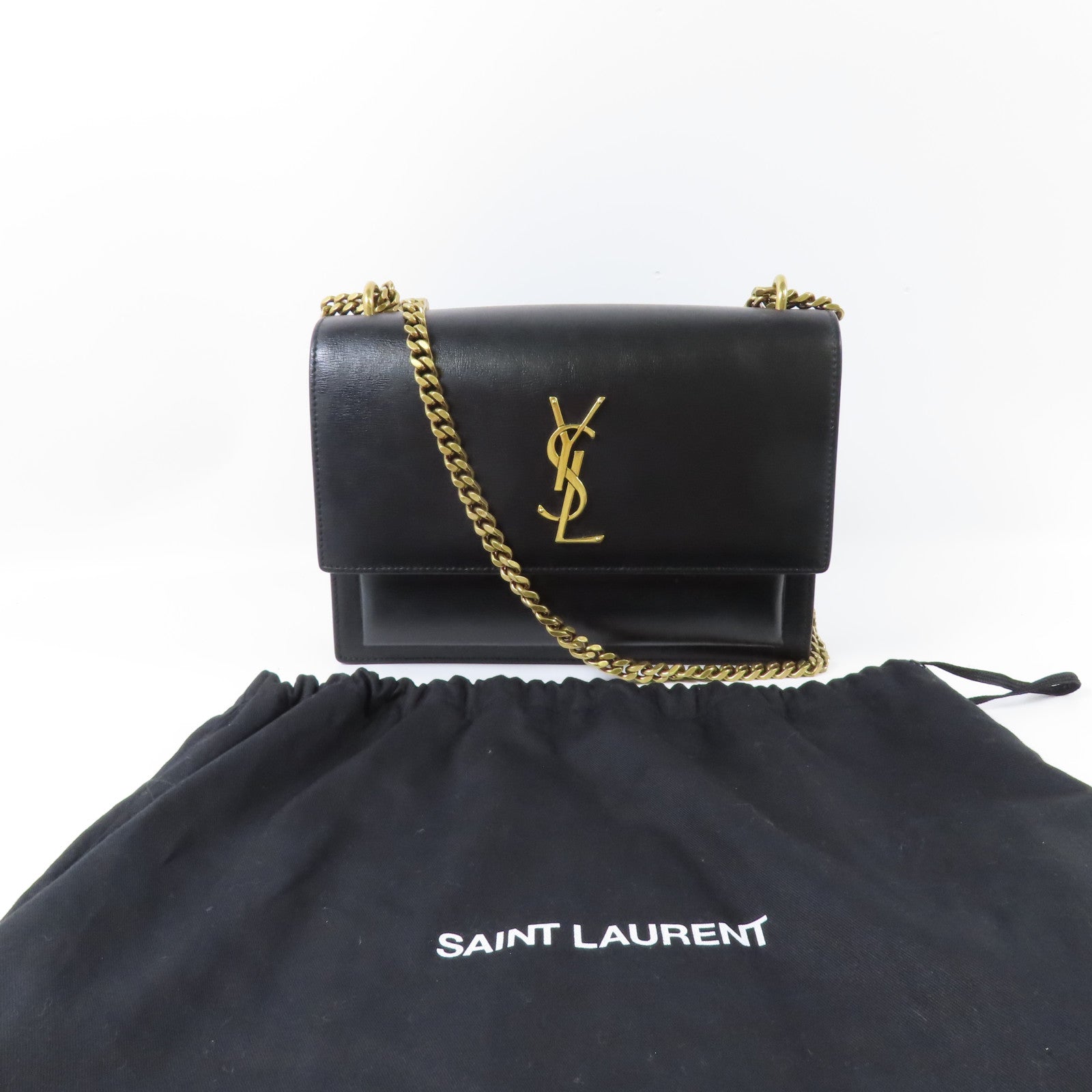 SAINT LAURENT 牛皮皮革Shoulder Bag金扣鏈帶肩背袋