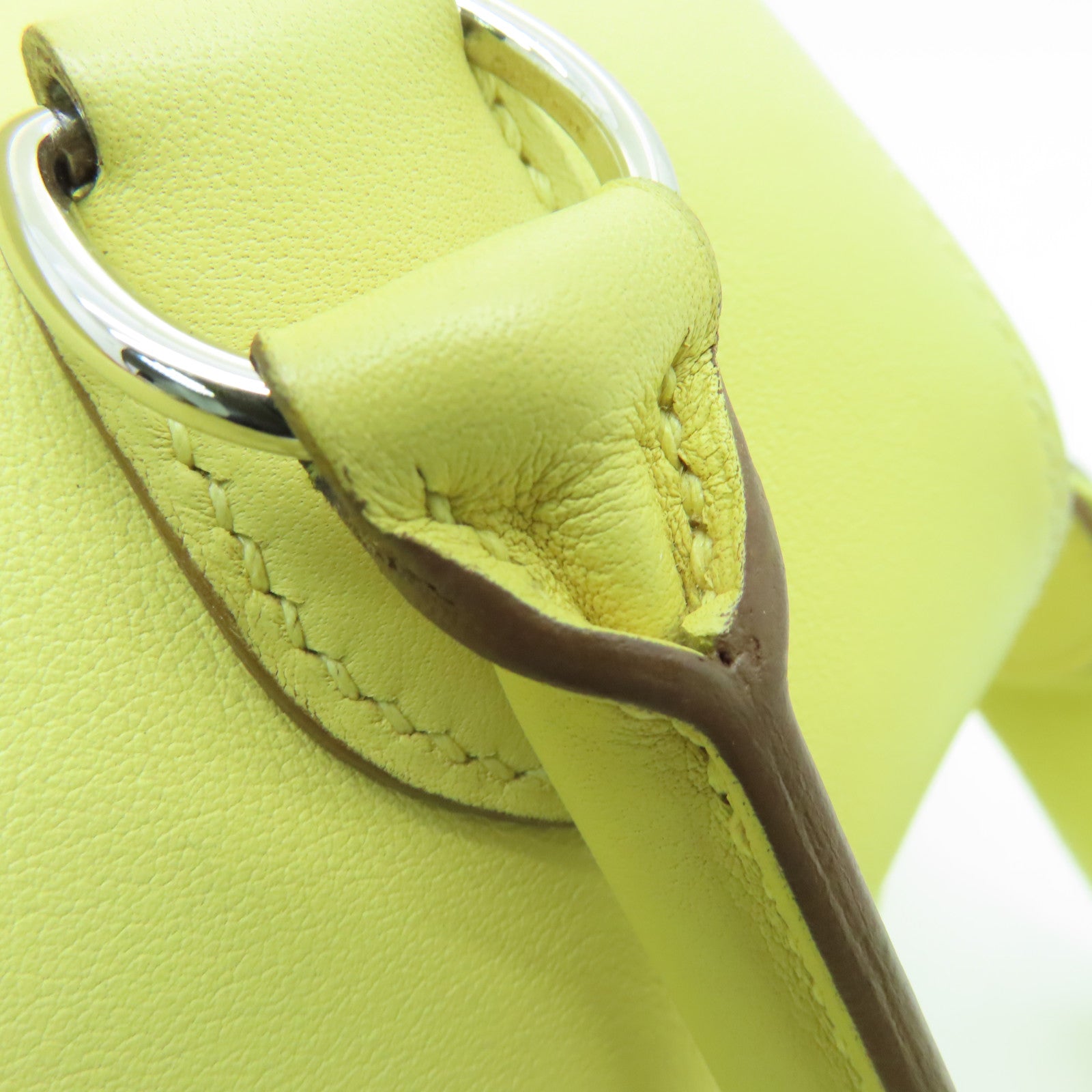 HERMES Swift Leather Tool Box 20 Silver Buckle Handle Shoulder Bag Jaune Poussin Yellow