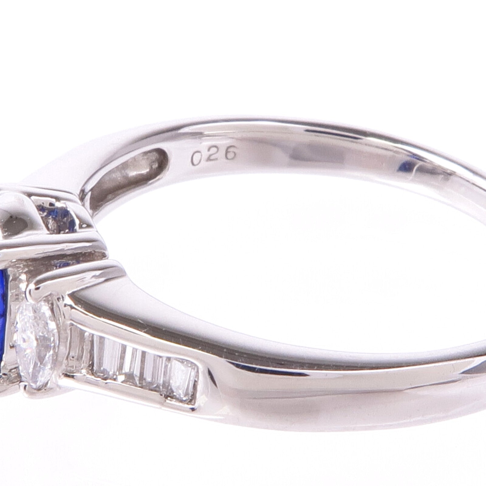 JEWELRY PT900鉑金Sapphire Diamond Ring藍寶石/鑽石戒指US#7.5