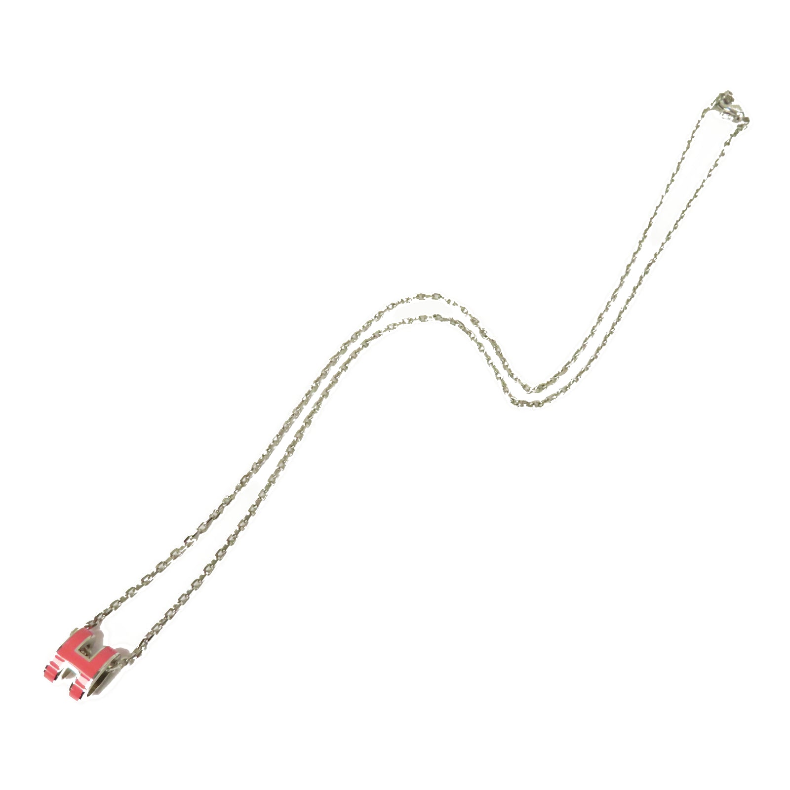 HERMES 金屬Mini Pop H Necklace項鍊粉紅色/銀色