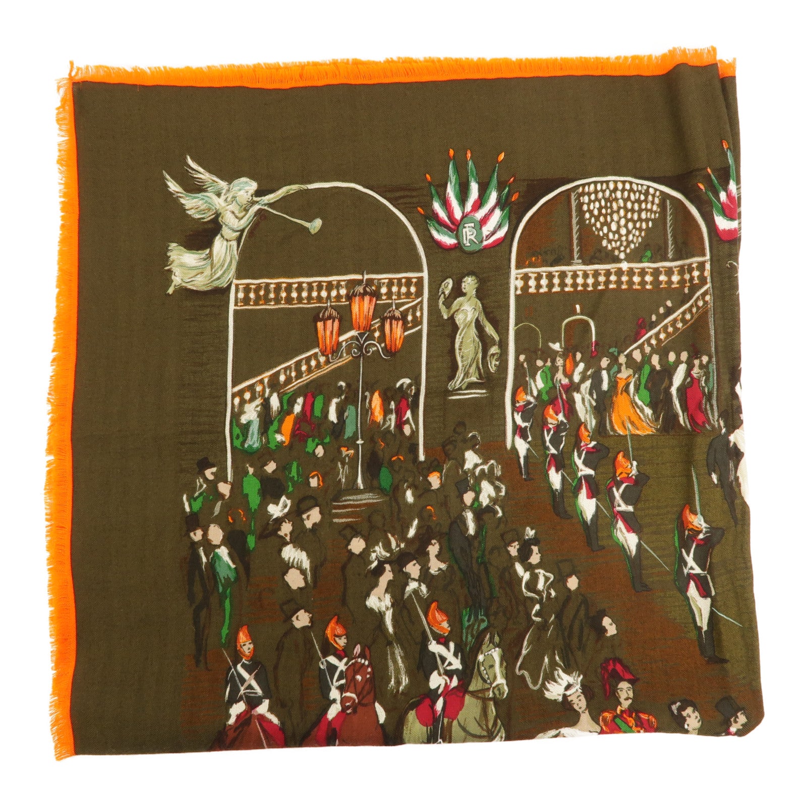 HERMES 絲質/羊絨Soiree De Gala Scarf 90x90絲巾