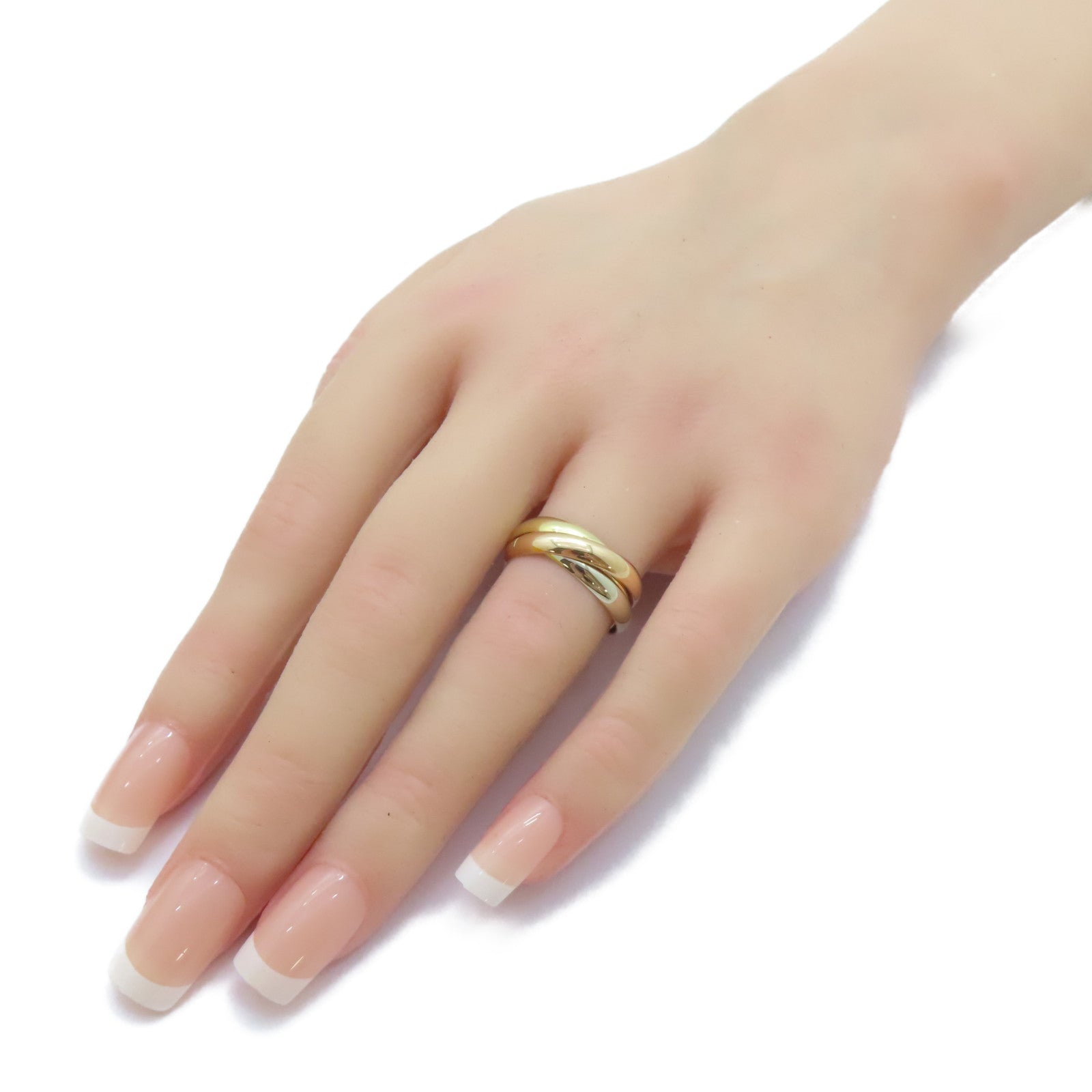 CARTIER 18K黃金/白金/玫瑰金Trinity戒指Cartier#51/US#5.75