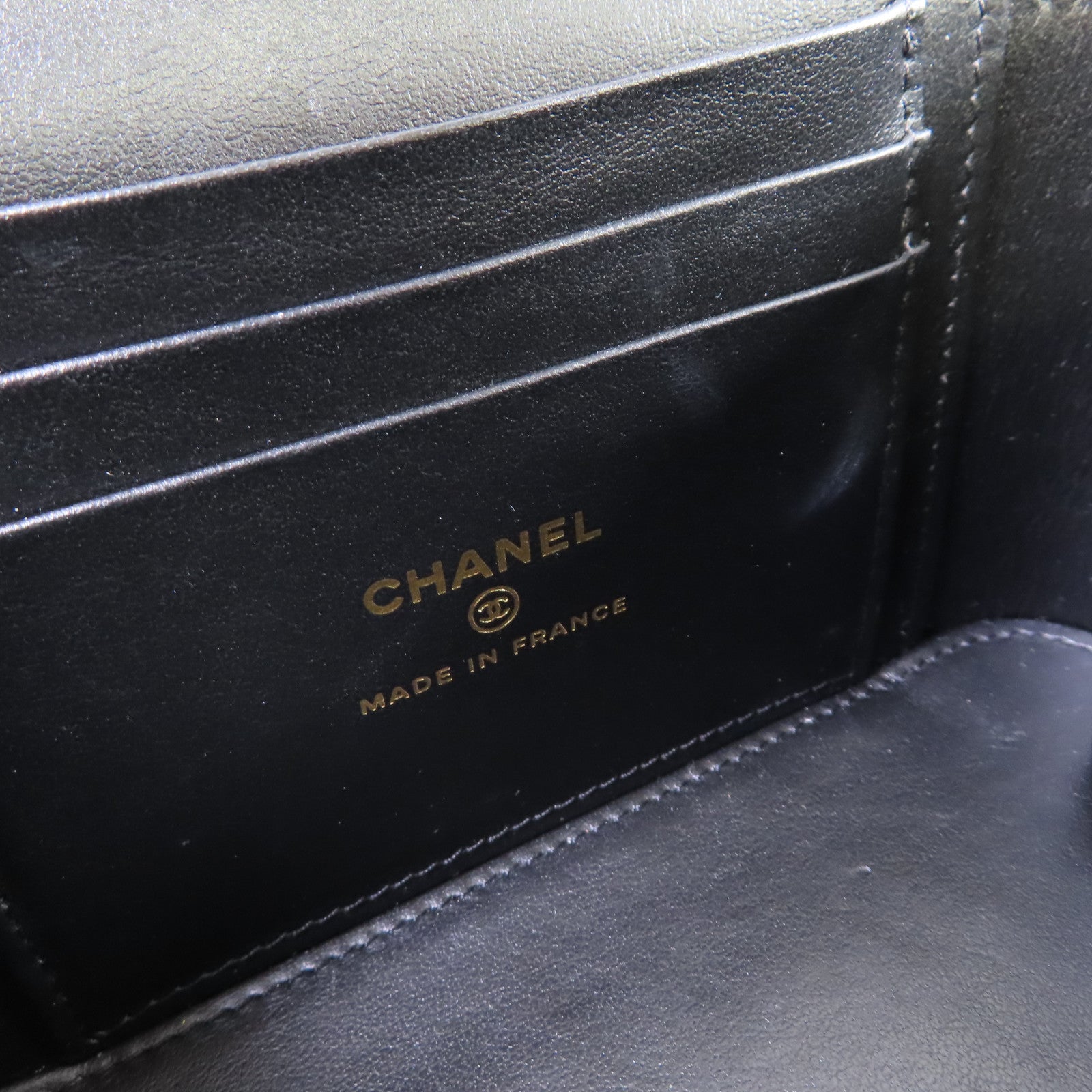 CHANEL 【激減優惠】菱格Caviar皮革Vanity Case Chain Shoulder Bag金扣鏈帶肩背袋黑色