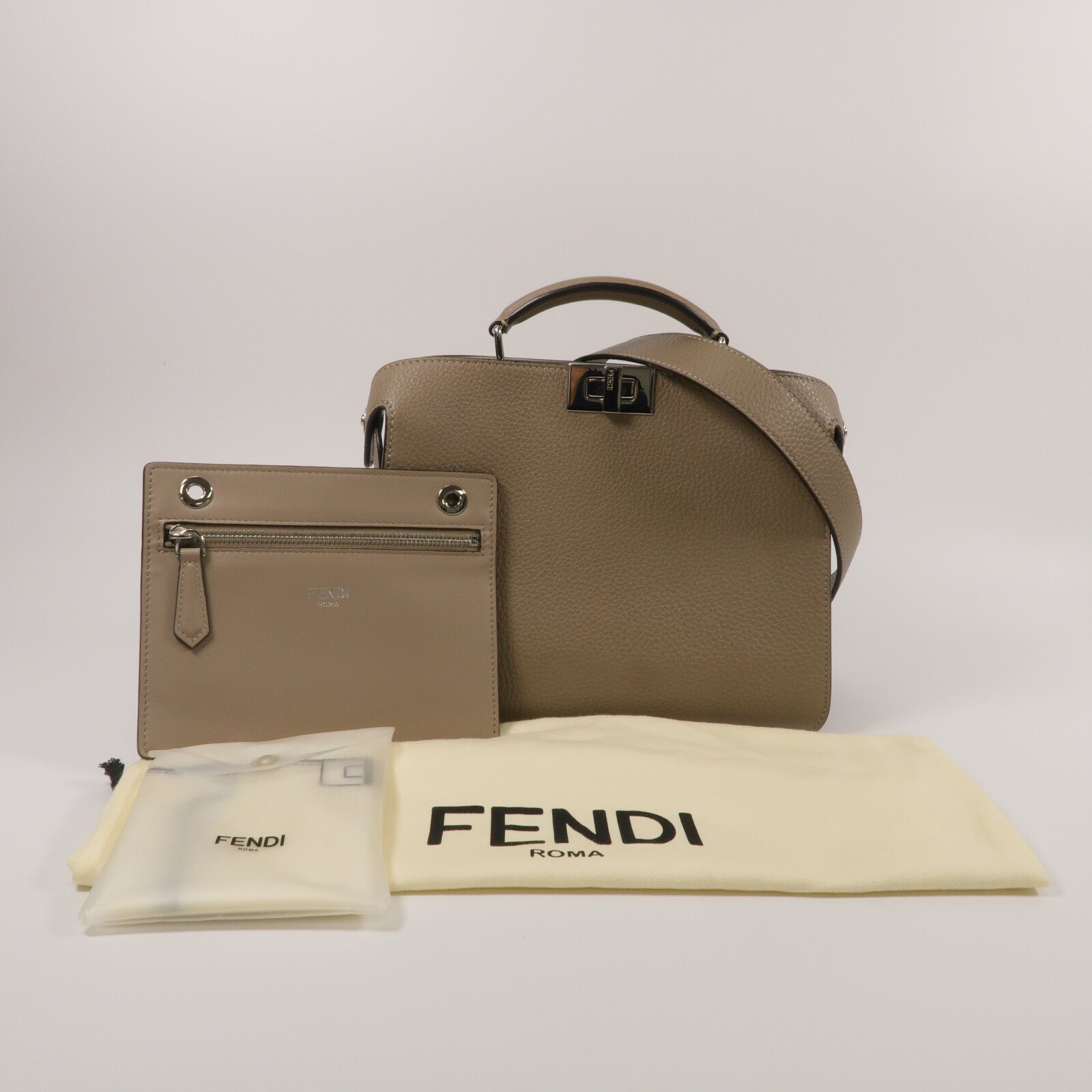 FENDI 牛皮皮革Peekaboo ISeeU Small手挽肩背兩用袋