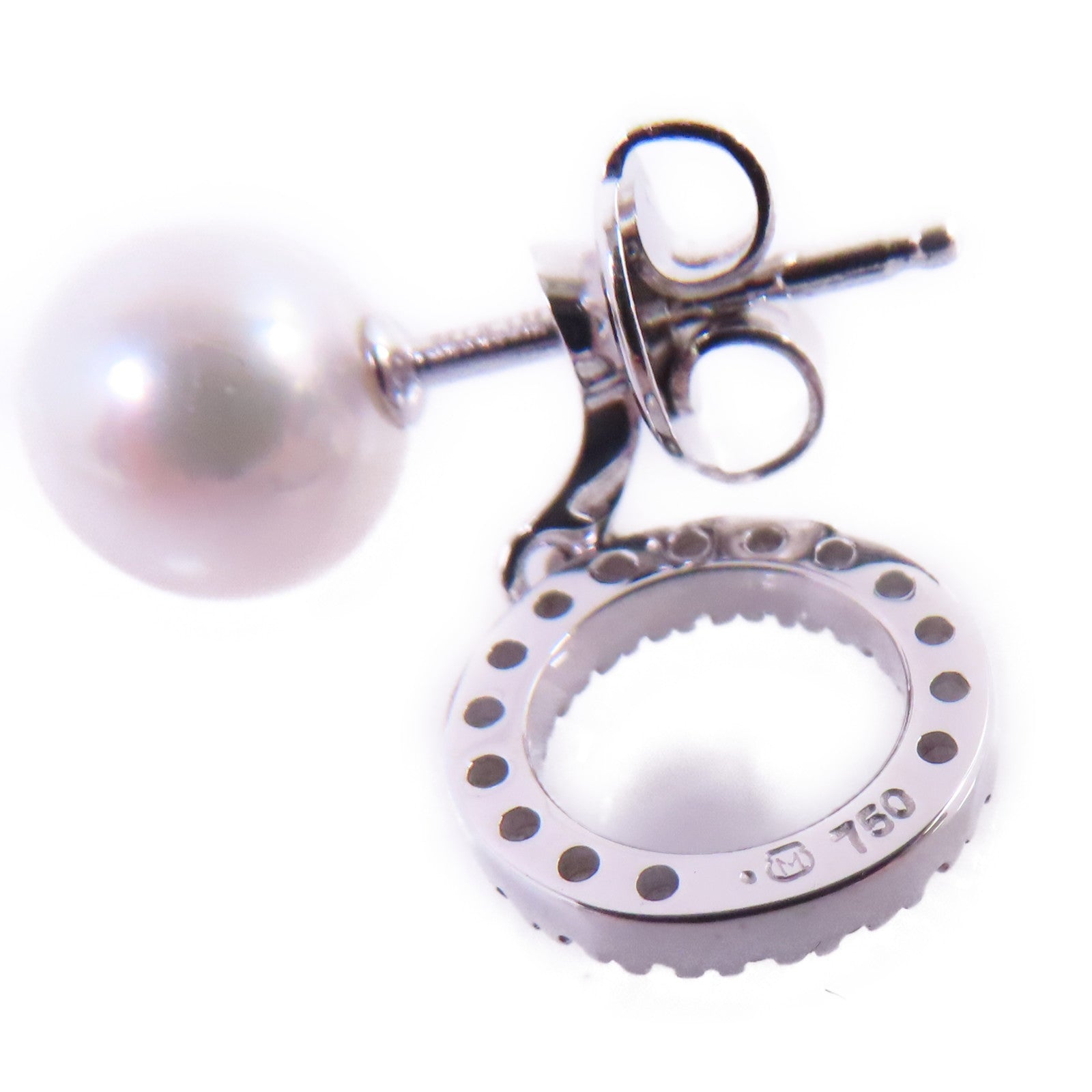 MIKIMOTO 18K白金/珍珠/鑽石Pearl Diamond Earrings耳環