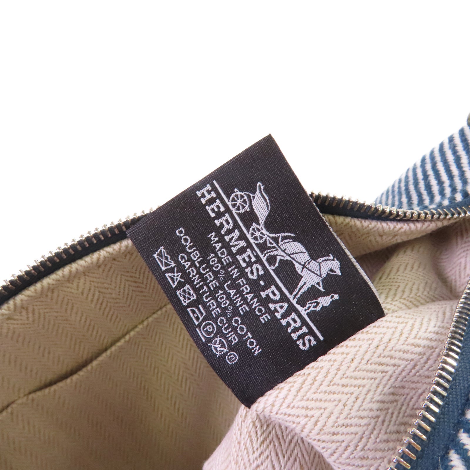 HERMES Abysse Natte帆布Bride A Brac Small Hand Bag銀扣手挽袋藍色/綠色