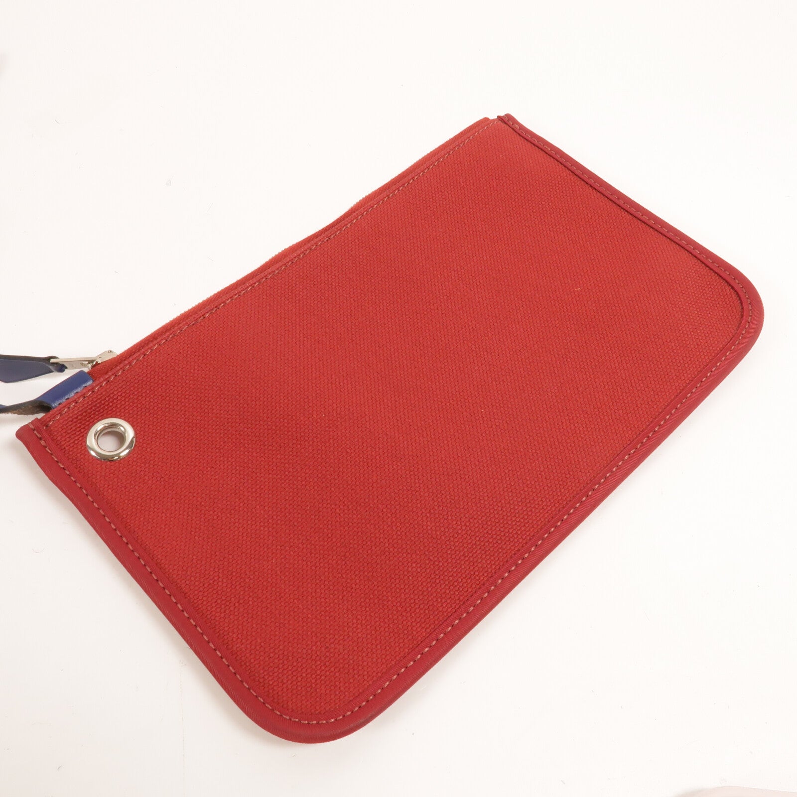 HERMES 帆布Herbag PM手挽肩背兩用袋Rouge Grenat/Bleu Saphir