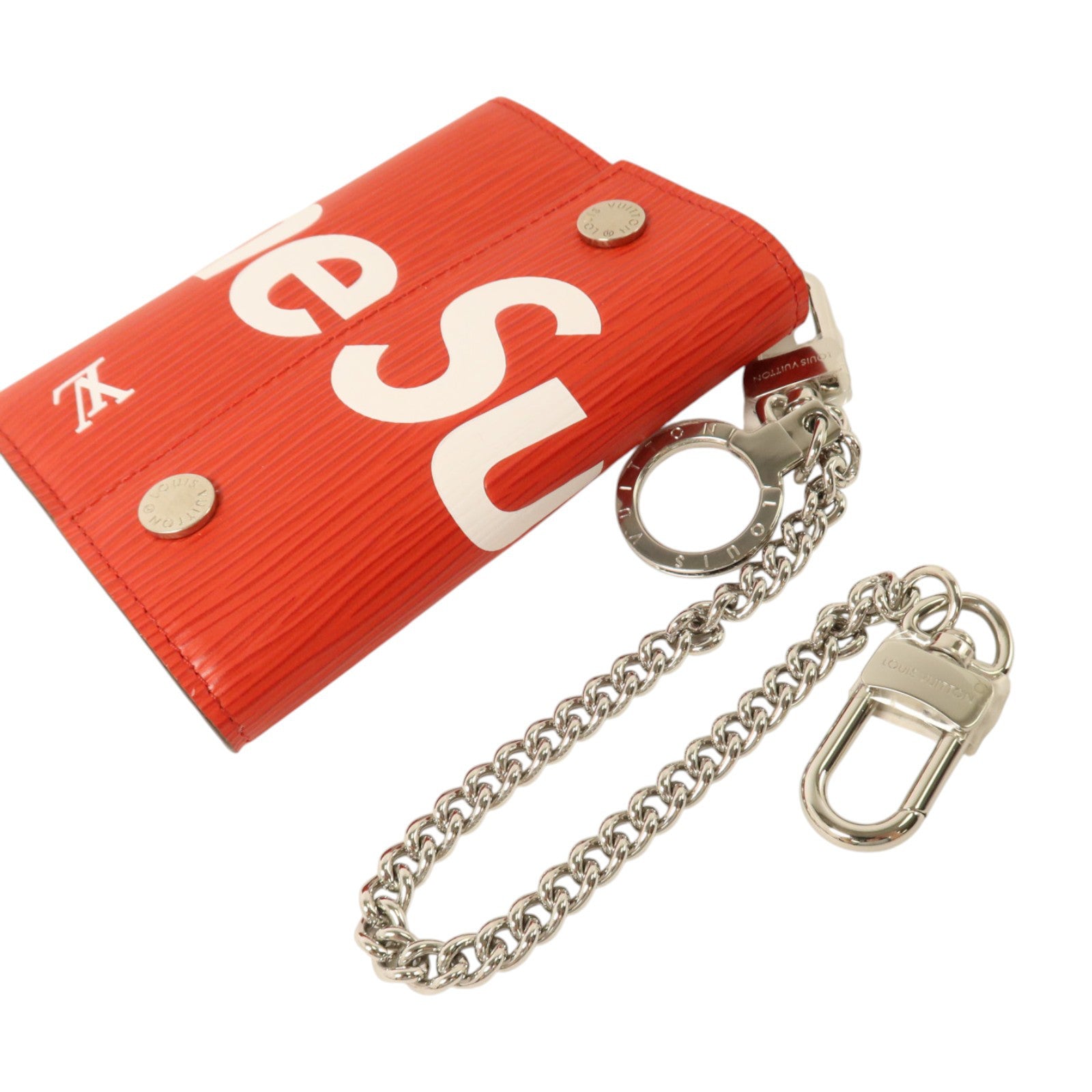 LOUIS VUITTON Epi LV x Supreme Chain Wallet銀扣錢包