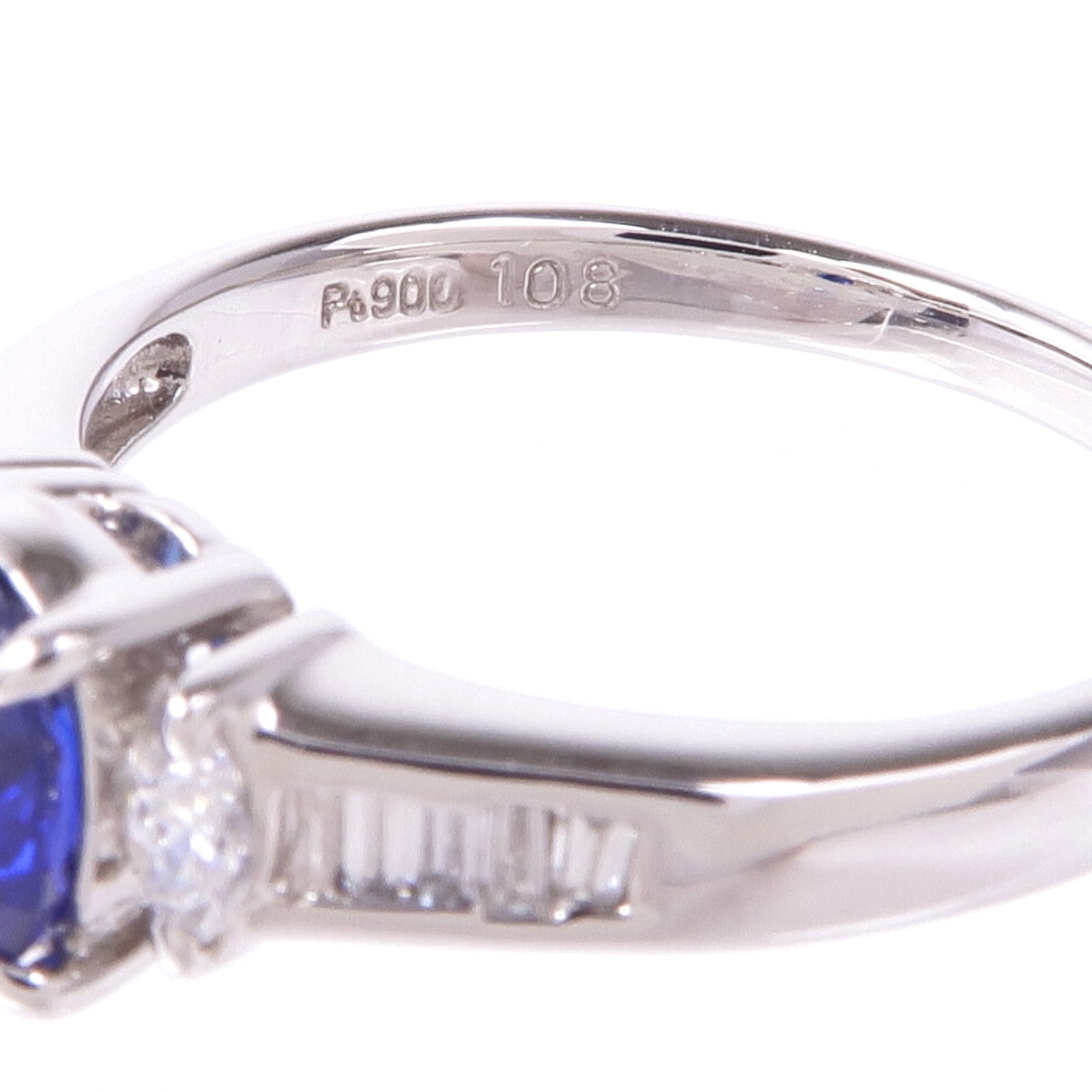 JEWELRY PT900鉑金Sapphire Diamond Ring藍寶石/鑽石戒指US#7.5