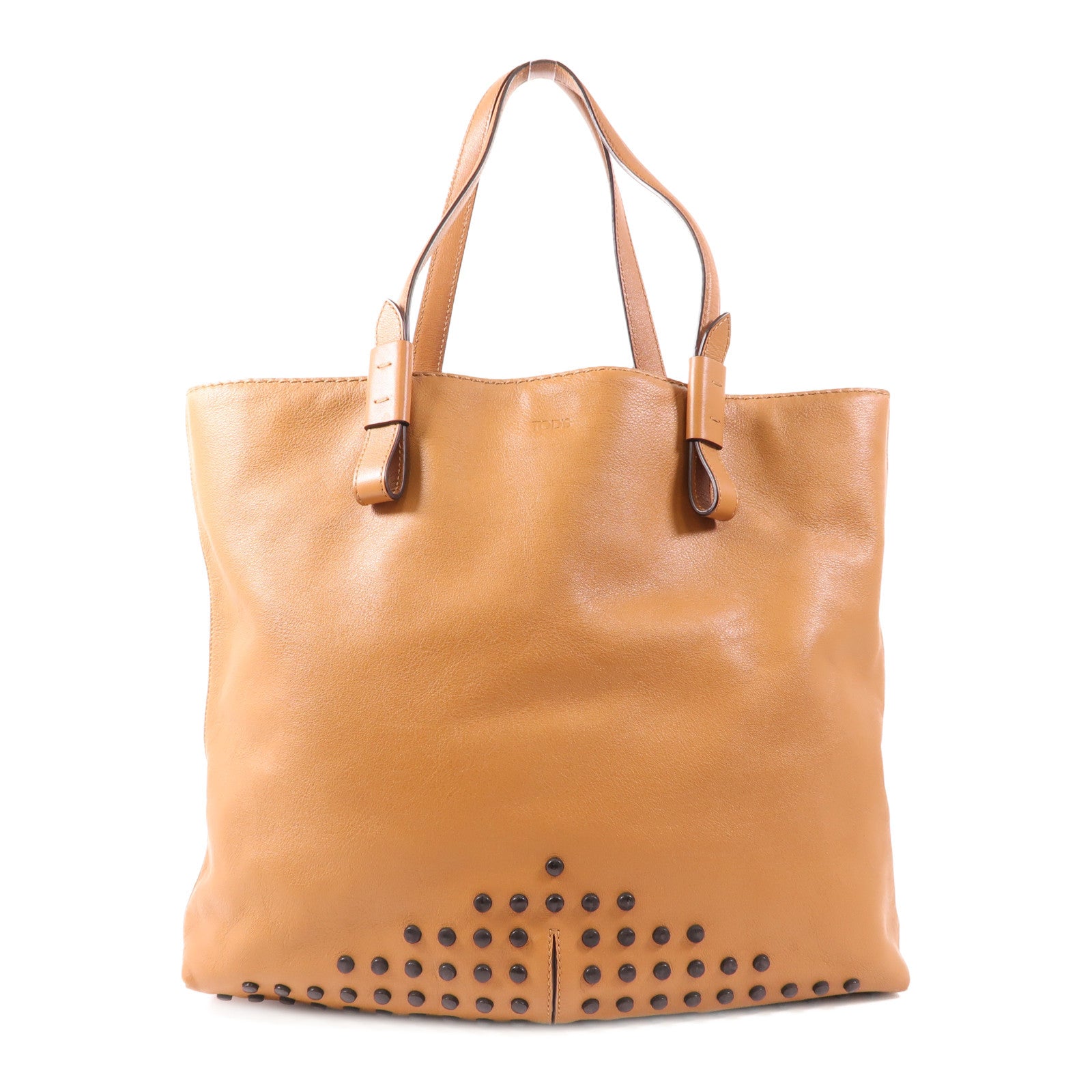 TOD'S 牛皮皮革Tote Bag銀扣肩背袋