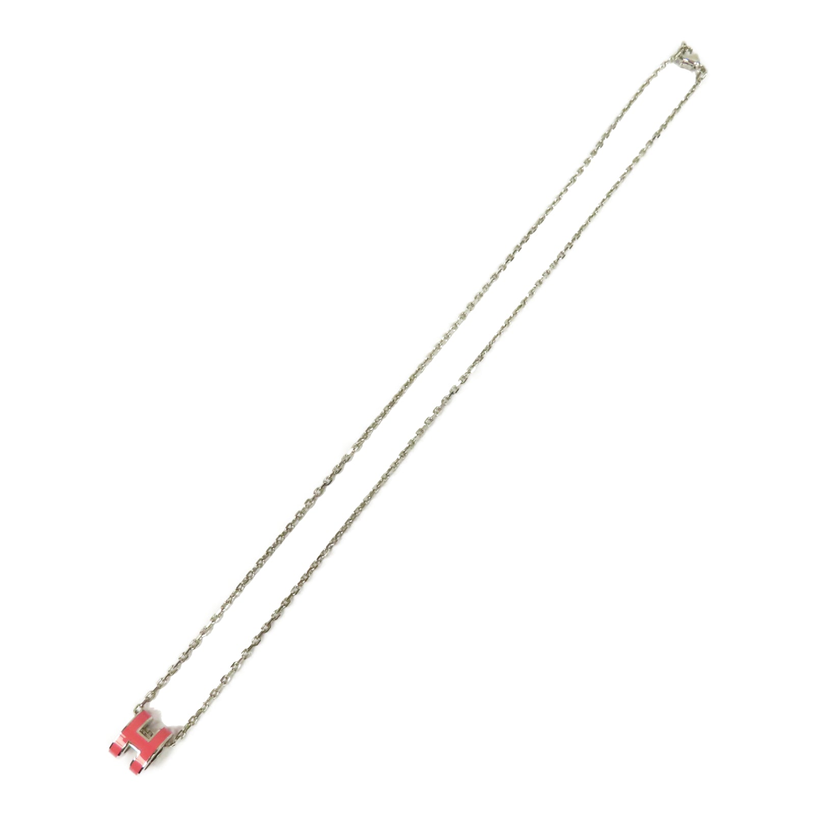 HERMES 金屬Mini Pop H Necklace項鍊粉紅色/銀色