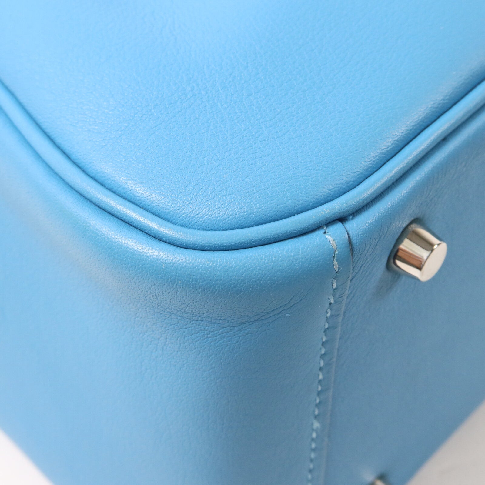HERMES Swift皮革Mini Lindy金扣手挽肩背兩用袋Bleu Frida