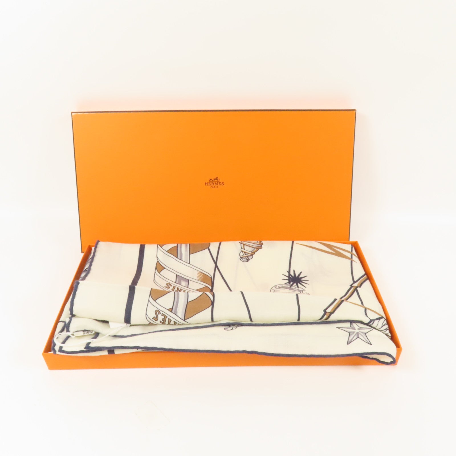 HERMES 羊絨/絲質Chorus Stellarum shawl 140圍巾