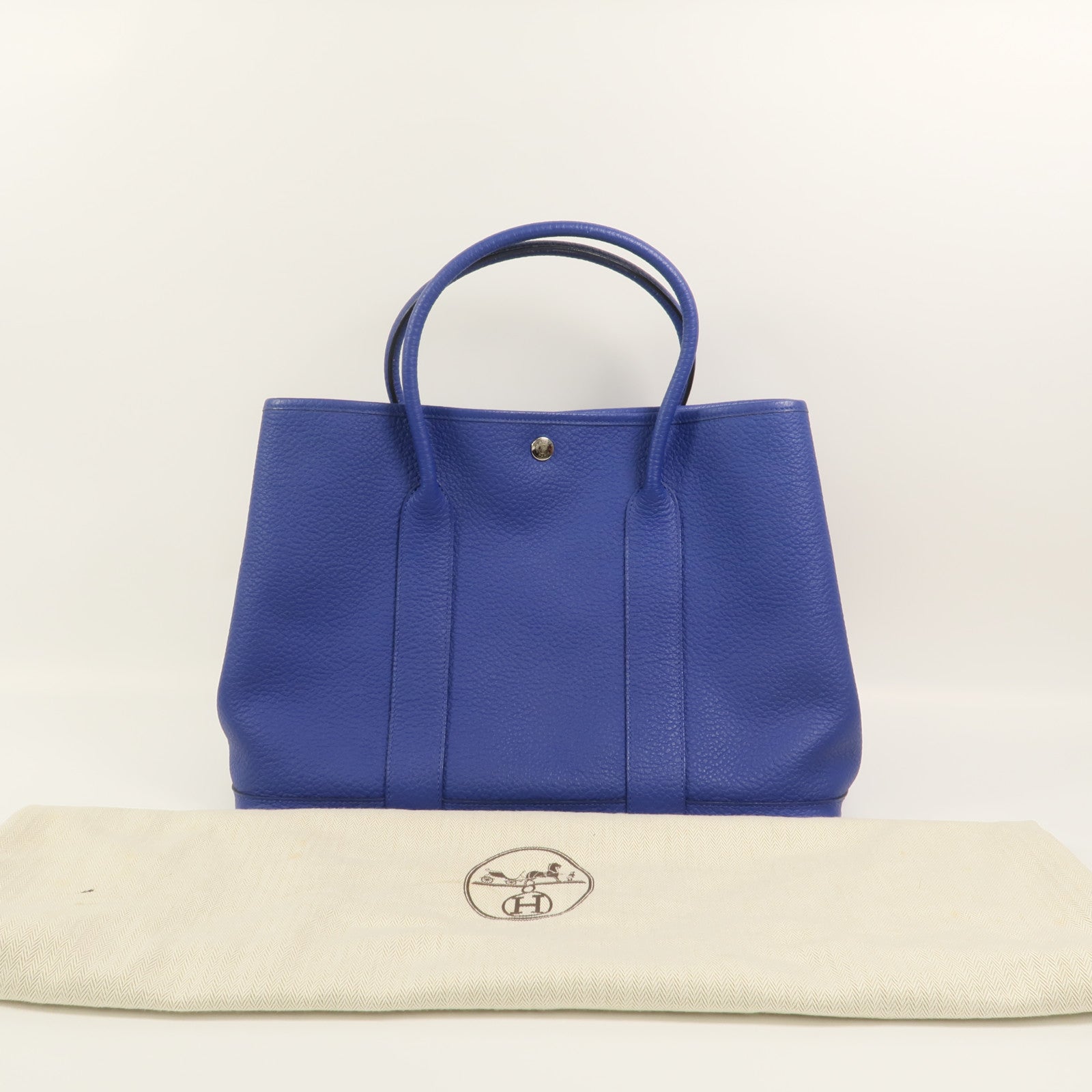 HERMES Negonda皮革Garden Party PM手挽袋Blue Electric