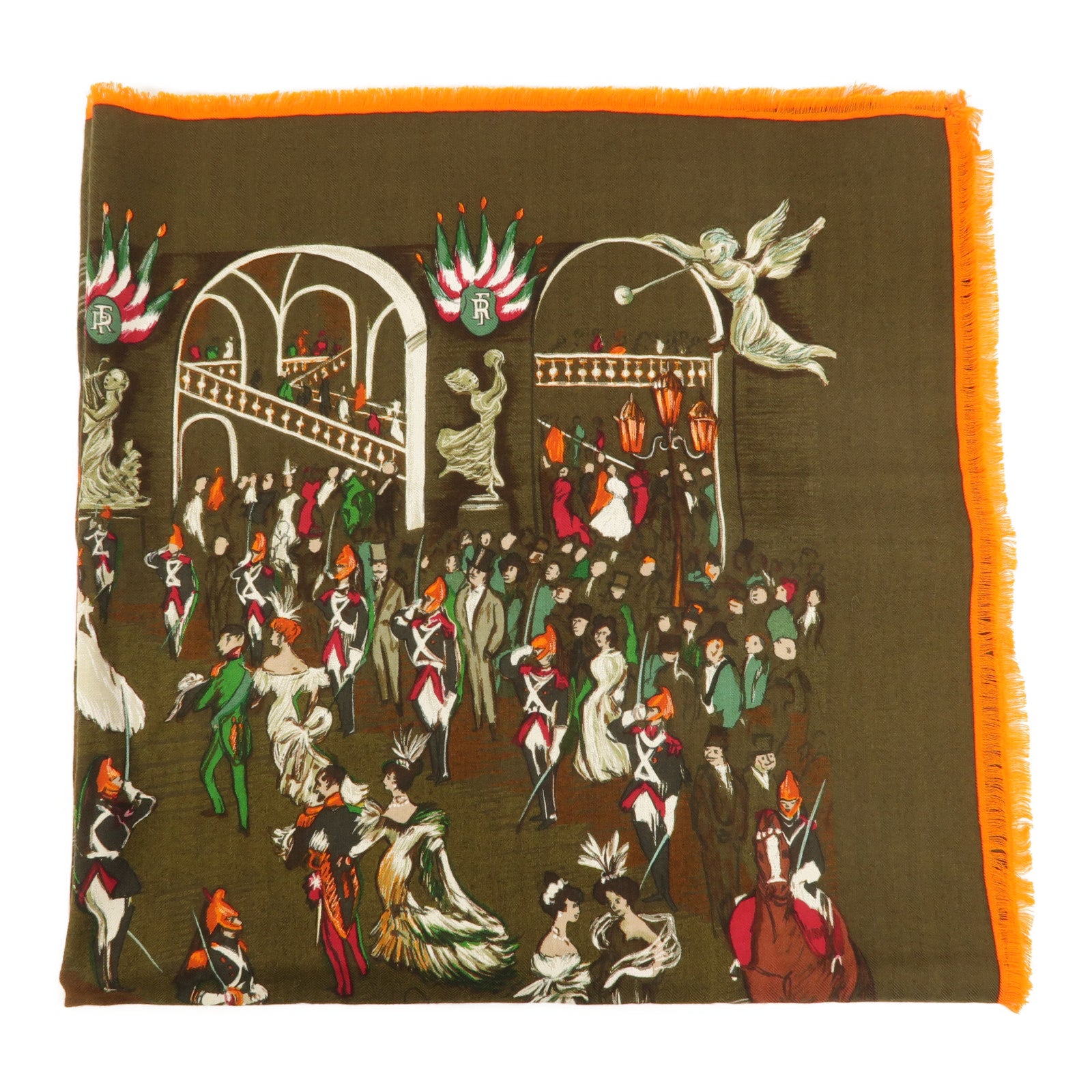 HERMES 絲質/羊絨Soiree De Gala Scarf 90x90絲巾