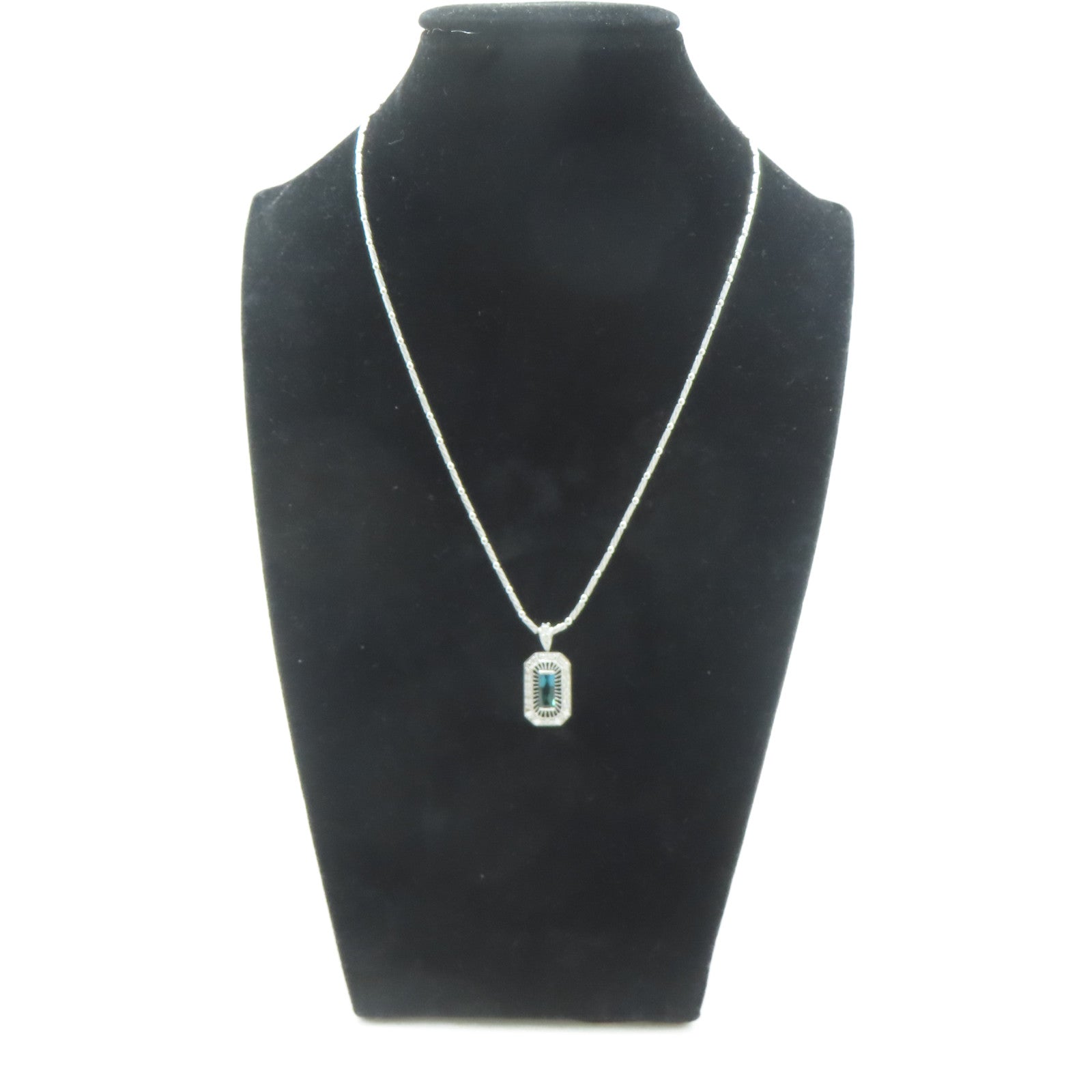 JEWELRY PT900鉑金/18K白金Tourmaline Necklace 1.04ct碧壐/0.28ct鑽石項鏈