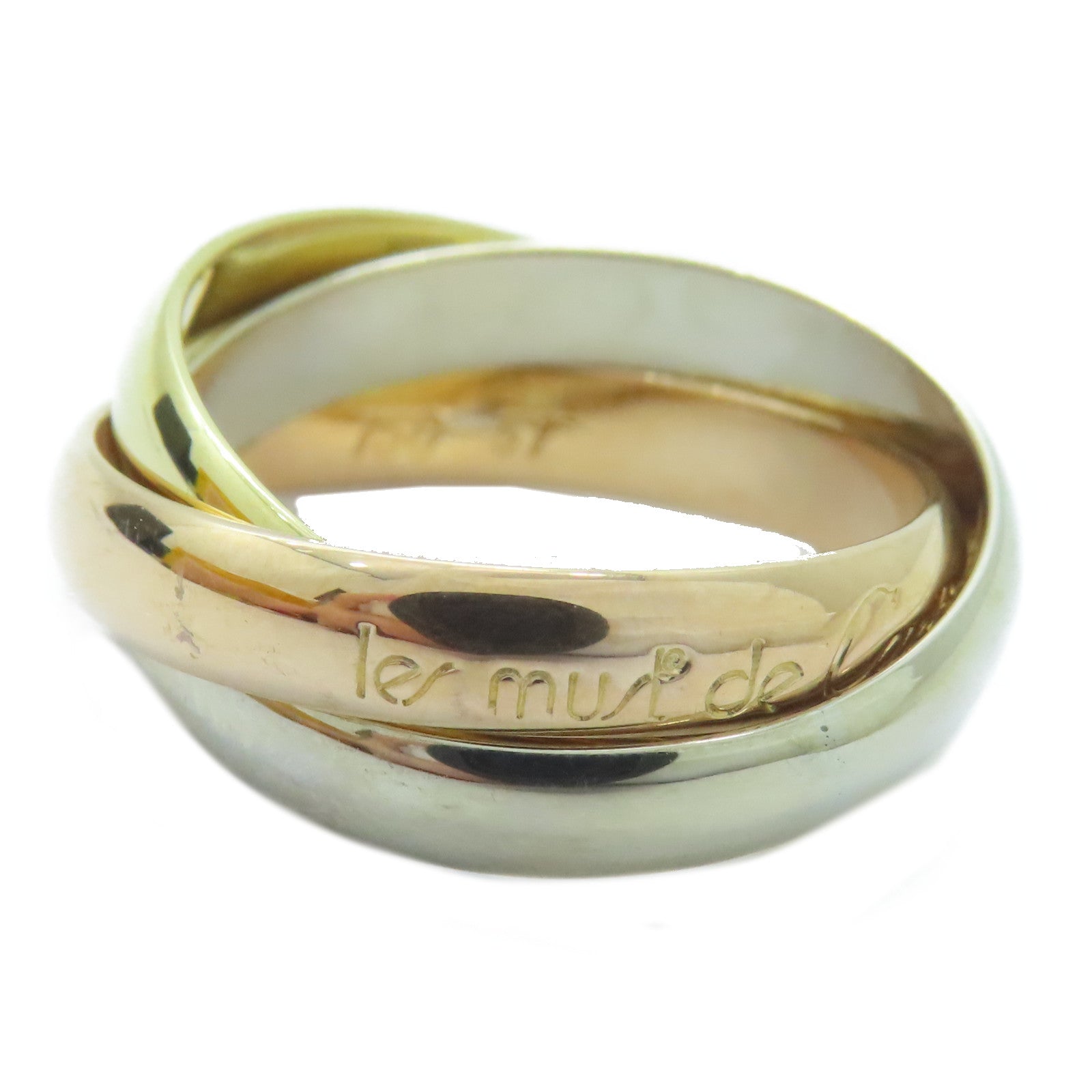 CARTIER 18K黃金/白金/玫瑰金Trinity戒指Cartier#51/US#5.75