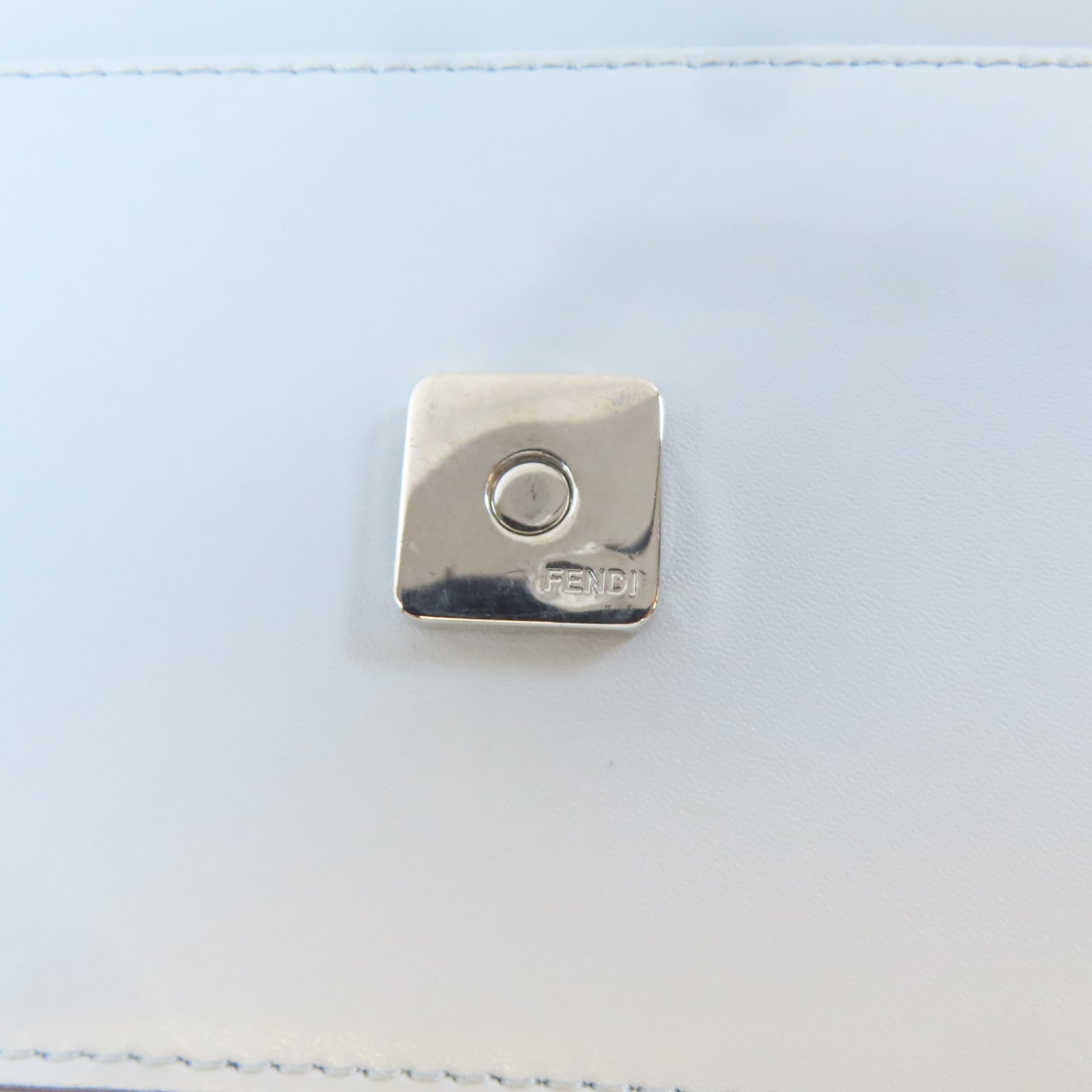 FENDI (PRICE DOWN) "Fun Fair" Studded Logo Chain Shoulder Bag 8M0346 Calfskin Light Blue