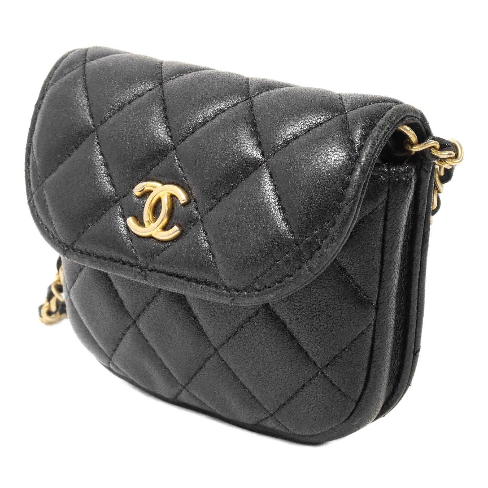CHANEL 羊皮皮革Pearl Crush Waist Bag鏈帶肩背袋