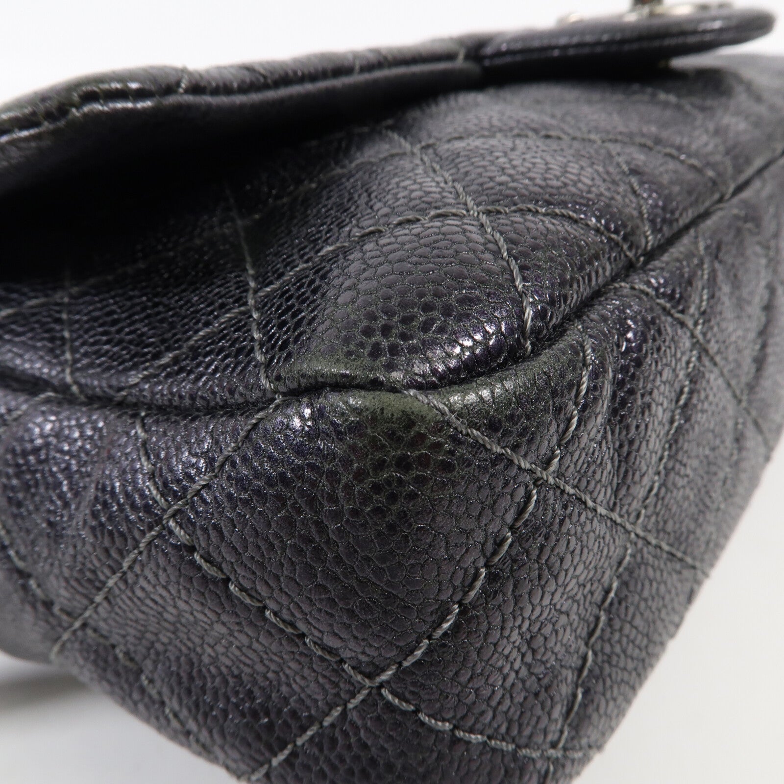 CHANEL 牛皮皮革Shoulder Bag銀扣鏈帶肩背袋