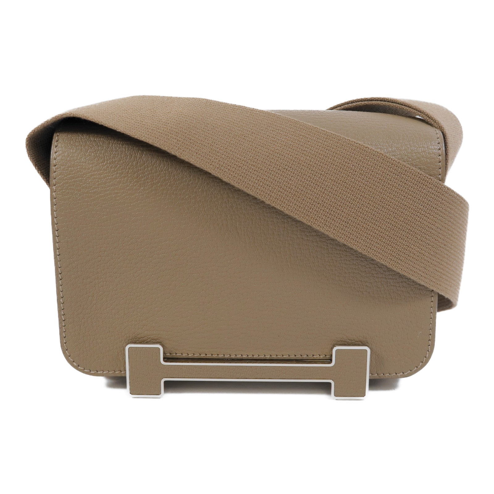 HERMES Chevre皮革Geta肩背袋Etoupe