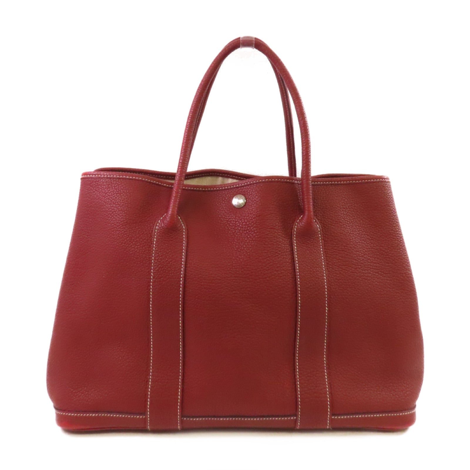 HERMES Negonda皮革Garden Party PM Tote Bag銀扣手挽袋55 Rouge H/愛馬仕紅色