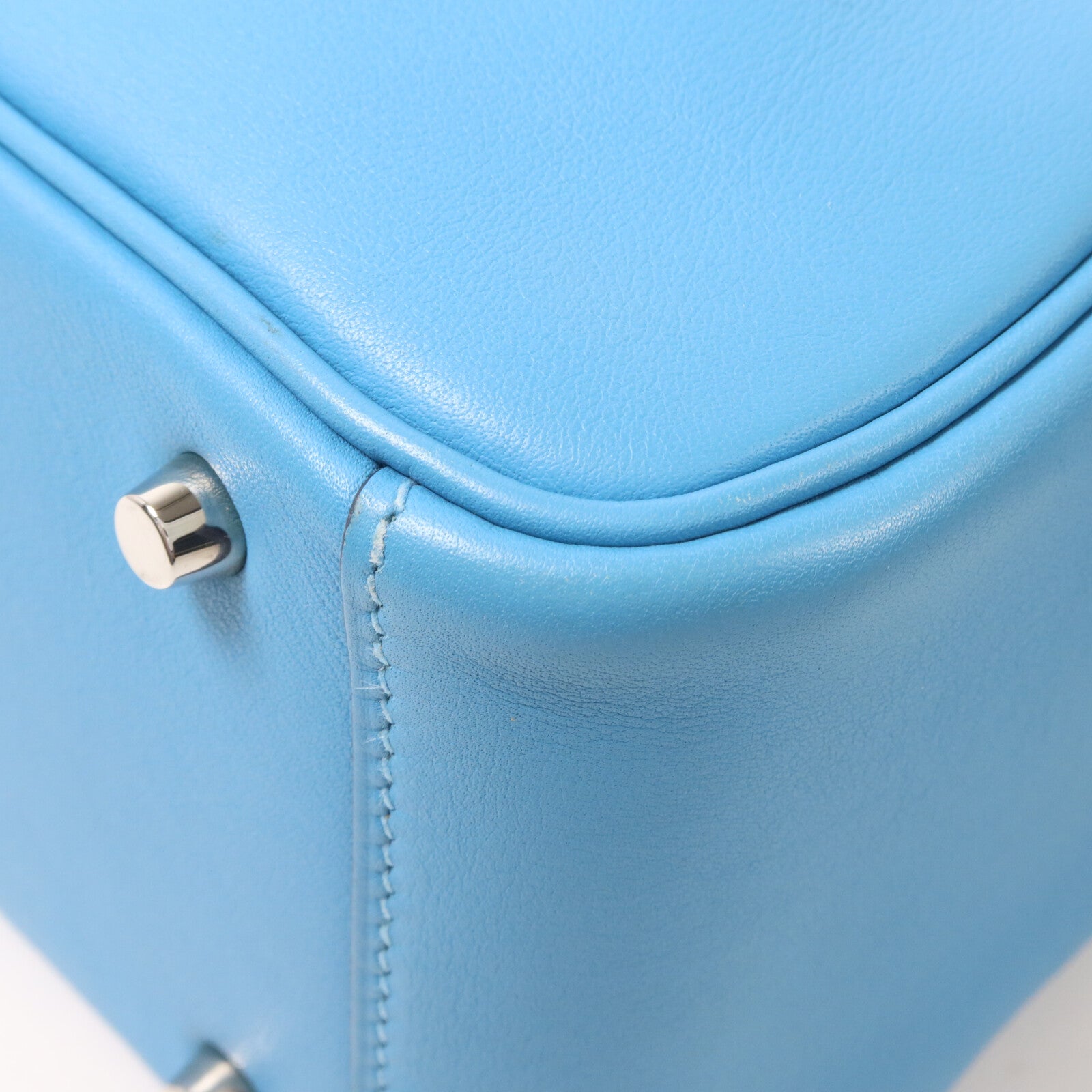 HERMES Swift皮革Mini Lindy金扣手挽肩背兩用袋Bleu Frida