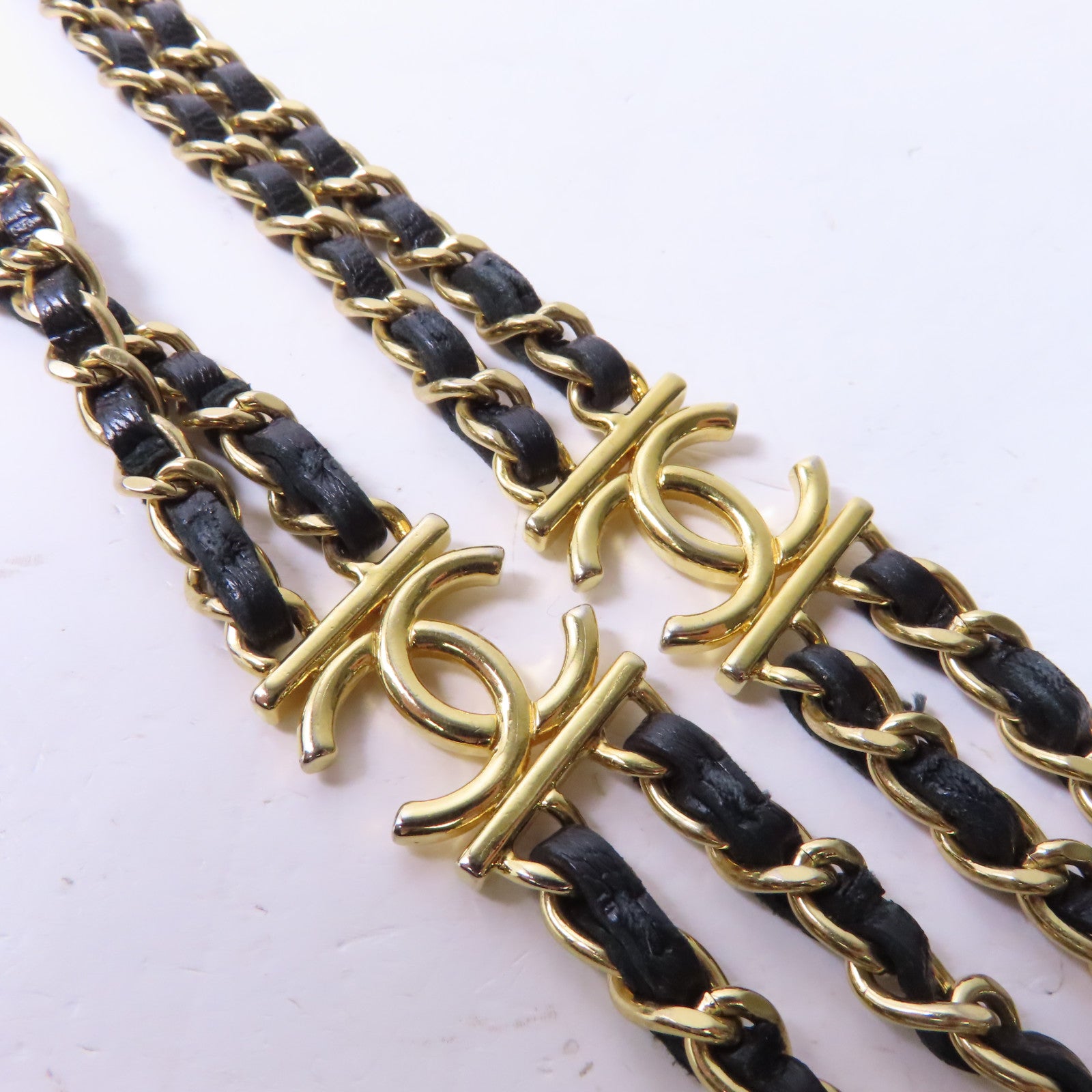 CHANEL 菱格羊皮皮革Chain Shoulder金扣鏈帶肩背袋黑色