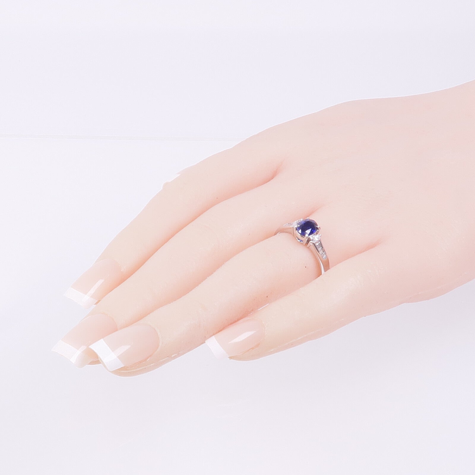 JEWELRY PT900鉑金Sapphire Diamond Ring藍寶石/鑽石戒指US#7.5