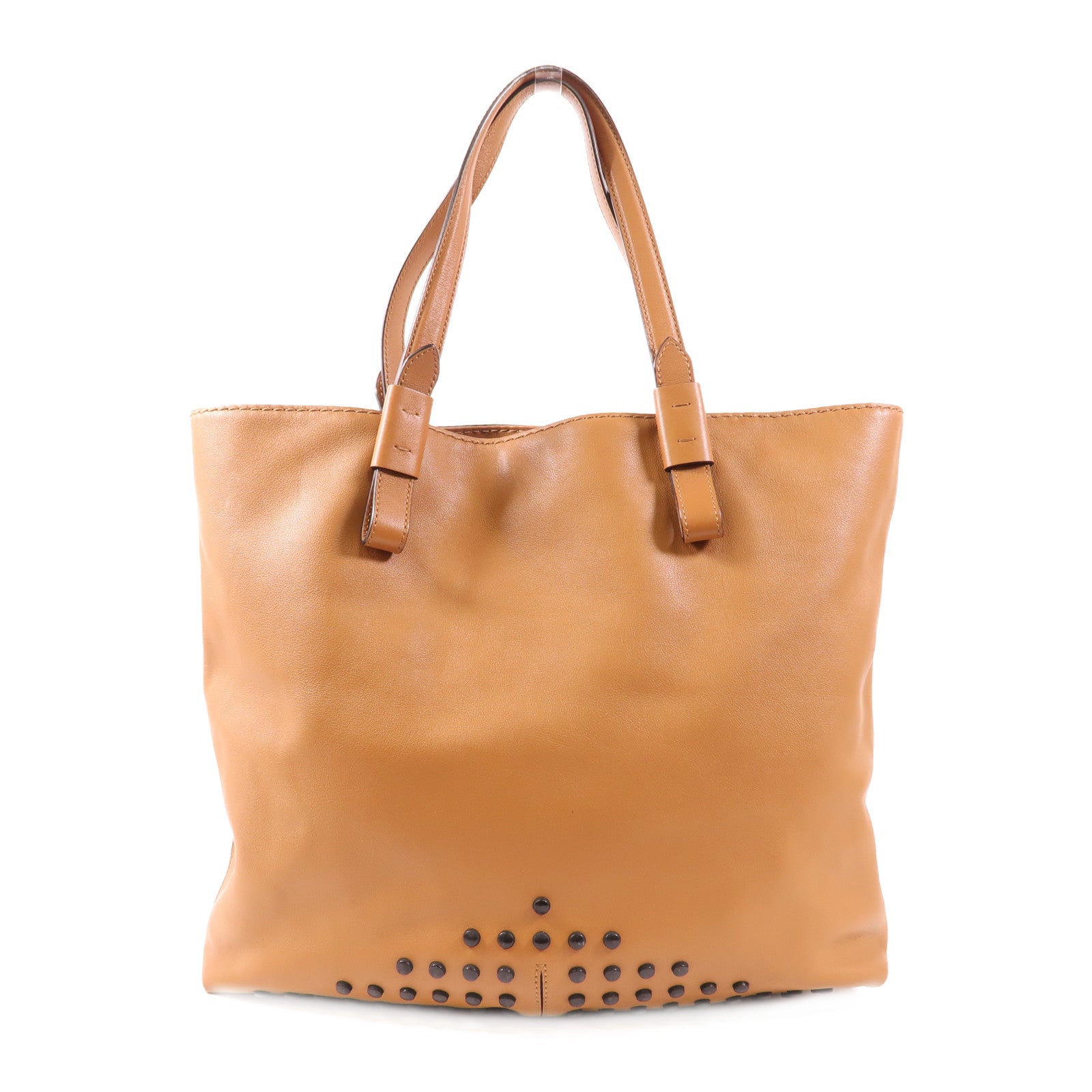 TOD'S 牛皮皮革Tote Bag銀扣肩背袋
