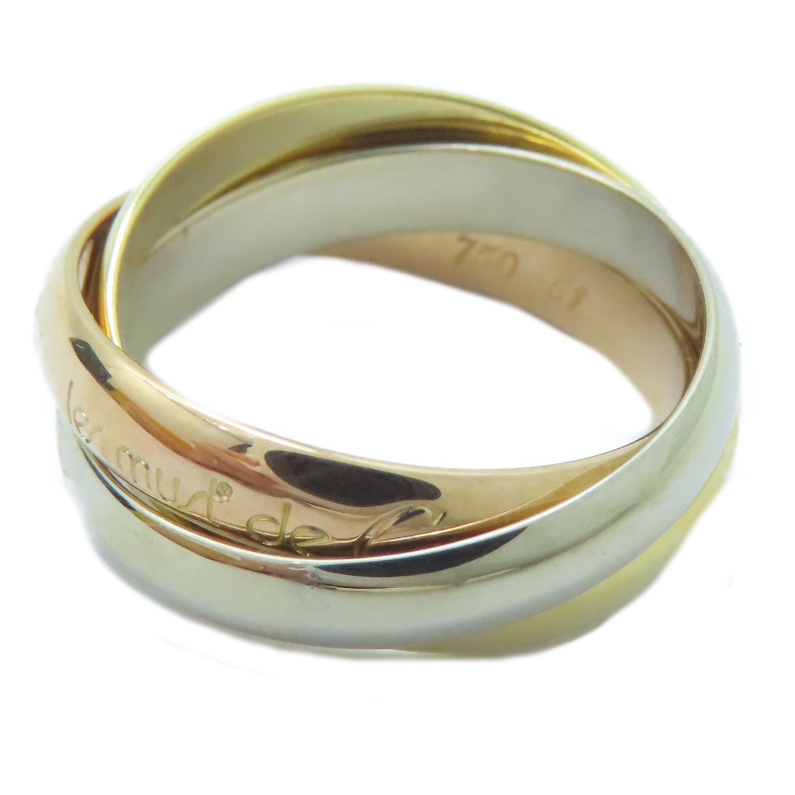 CARTIER 18K黃金/白金/玫瑰金Trinity戒指Cartier#51/US#5.75