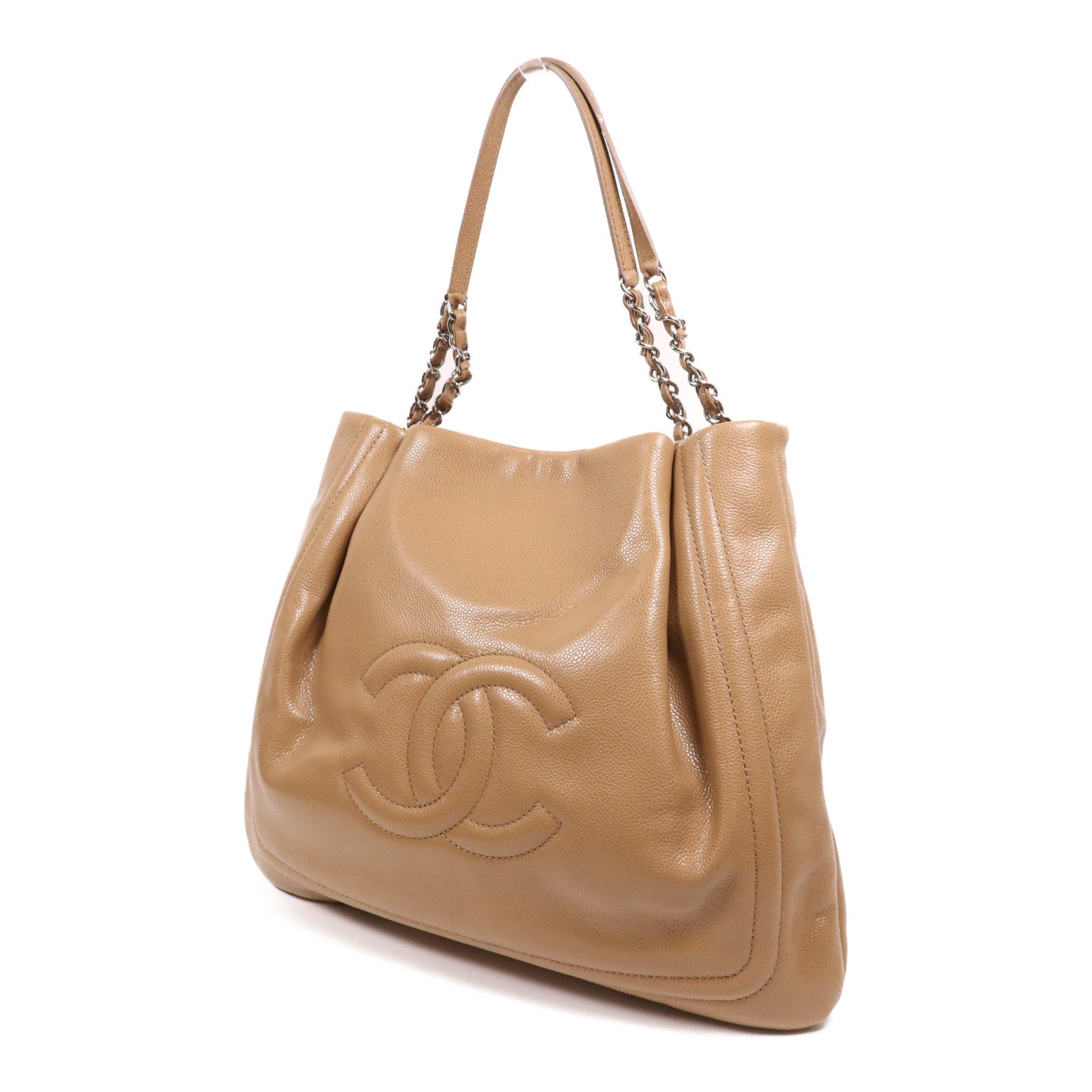 CHANEL 牛皮皮革Timeless Pleated Chain Tote銀扣肩背袋