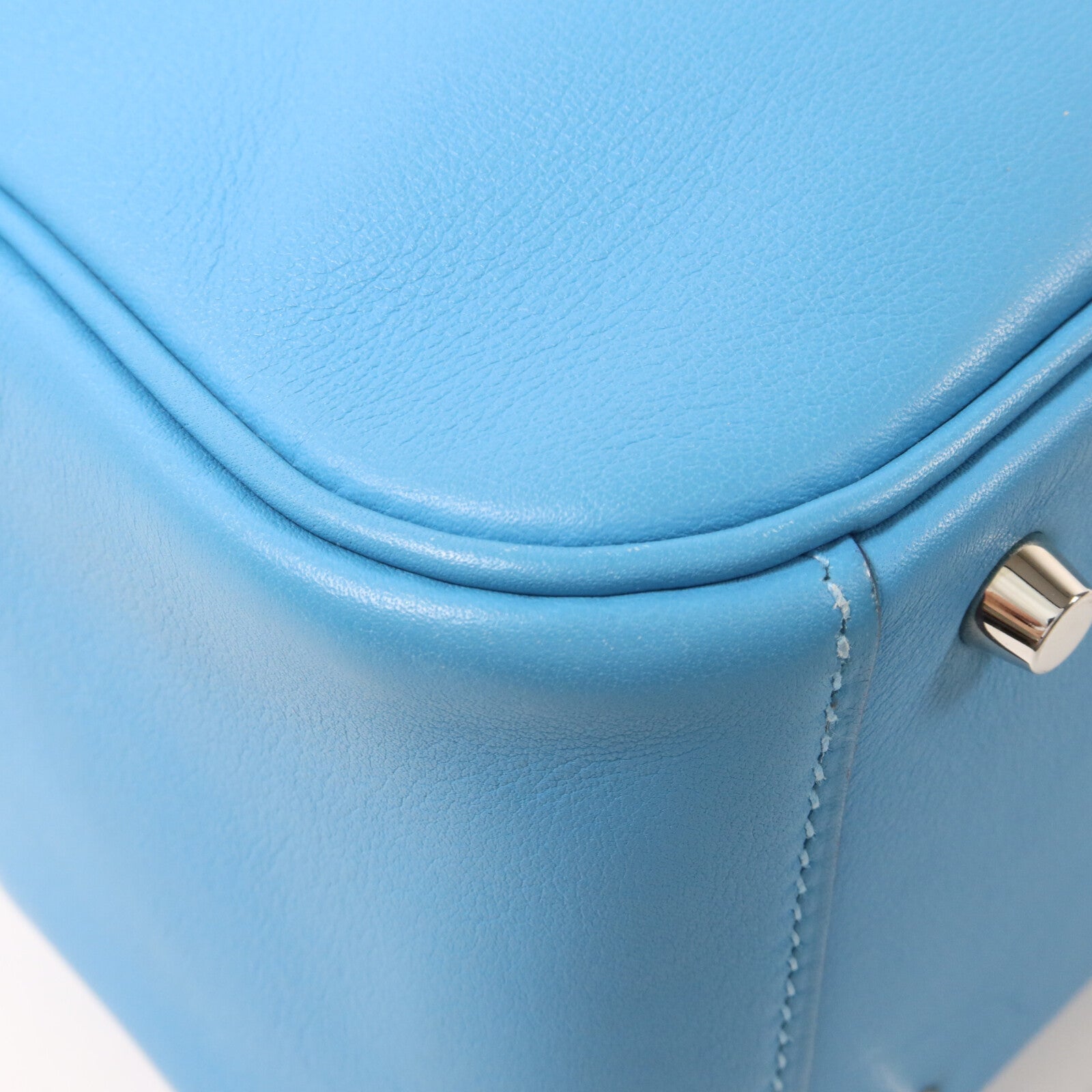 HERMES Swift皮革Mini Lindy金扣手挽肩背兩用袋Bleu Frida