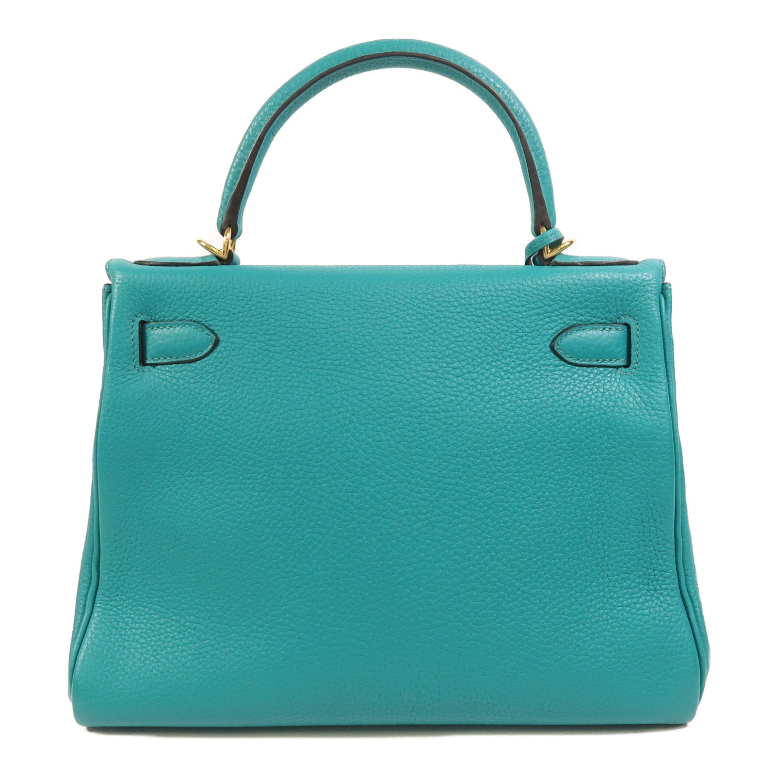 HERMES Togo皮革Kelly 28金扣手挽肩背兩用袋Bleu Paon