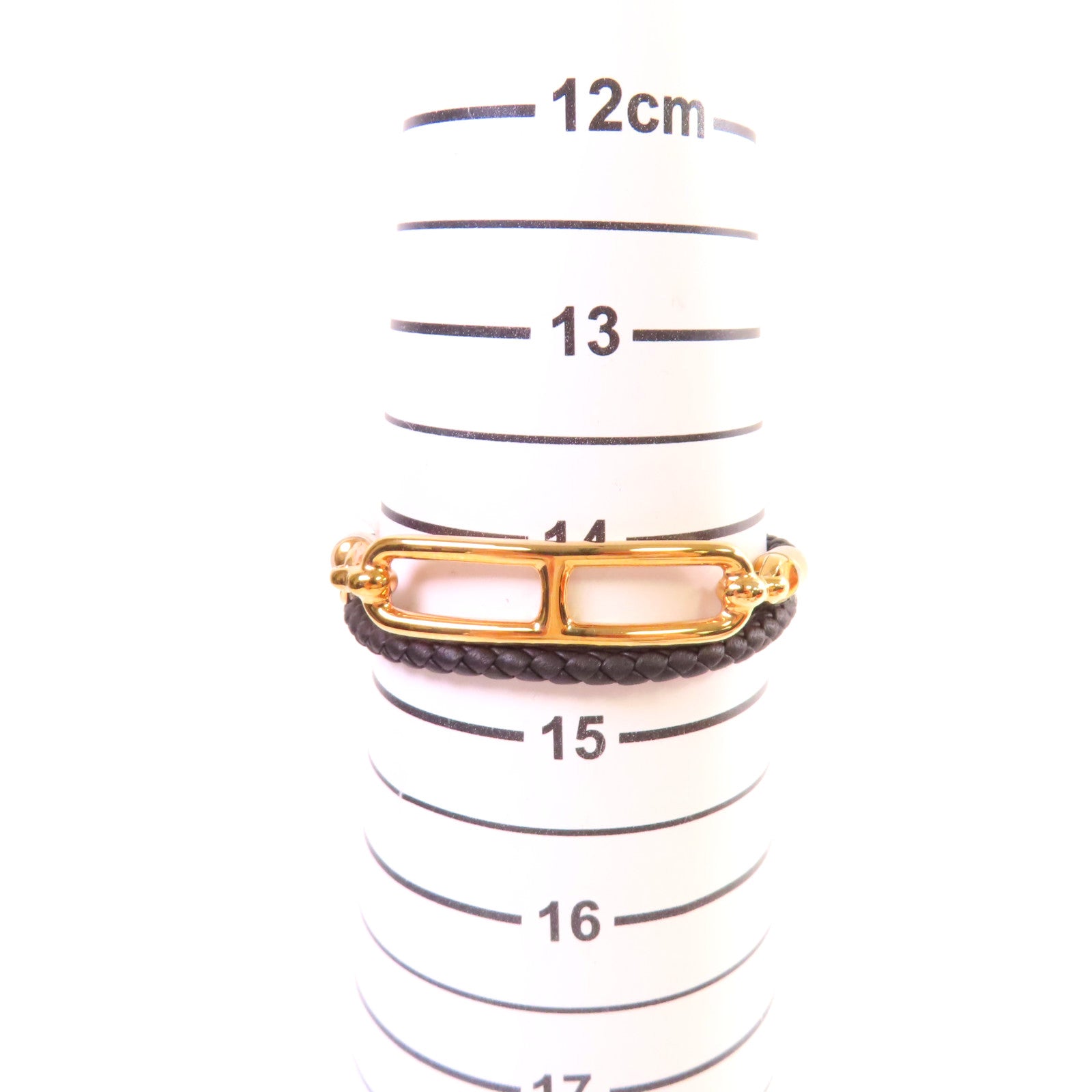 HERMES 鍍金/Swift皮革Roulis Double Tour T1 Bracelet 手鏈黑色