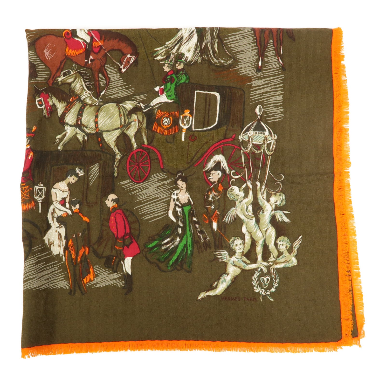 HERMES 絲質/羊絨Soiree De Gala Scarf 90x90絲巾