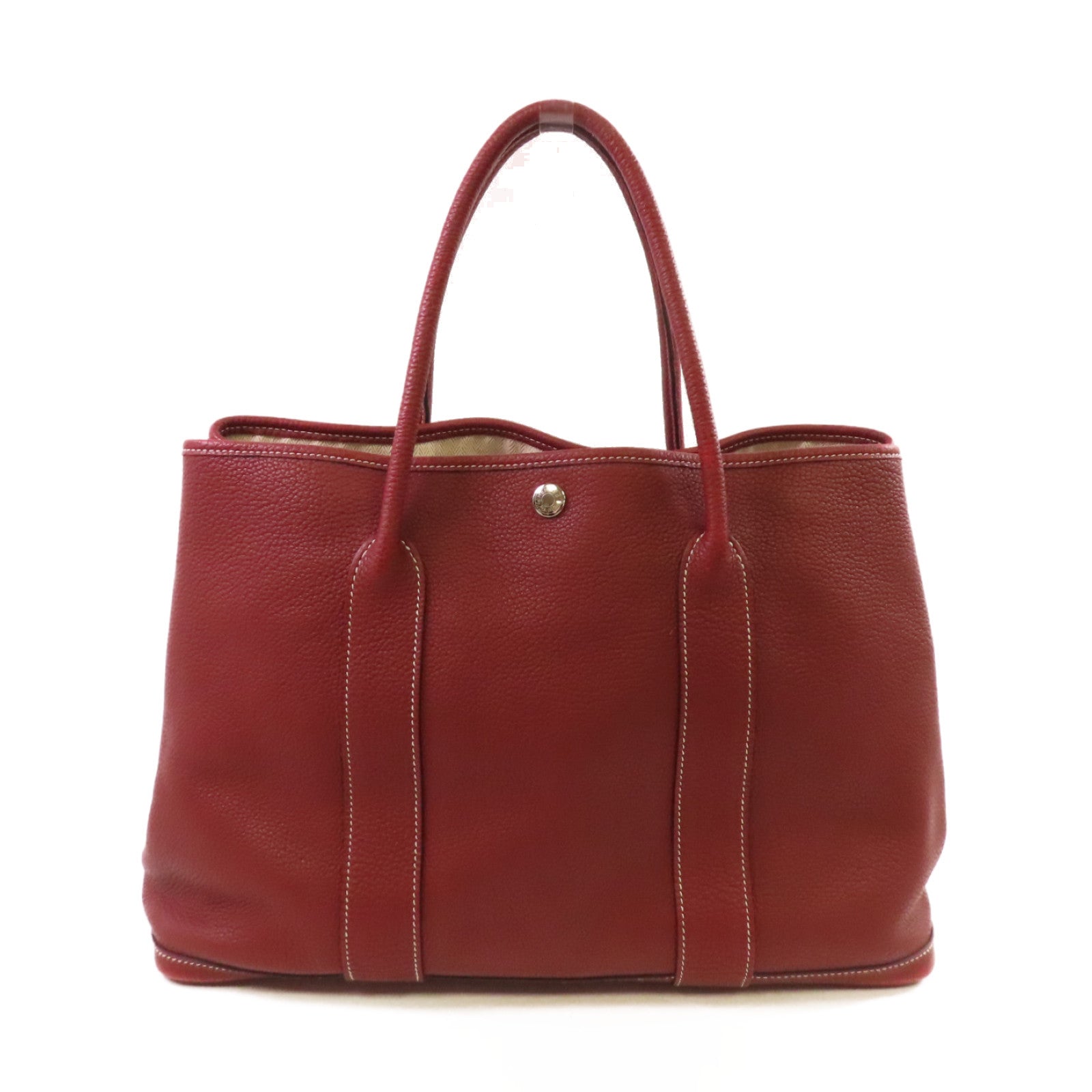 HERMES Negonda皮革Garden Party PM Tote Bag銀扣手挽袋55 Rouge H/愛馬仕紅色