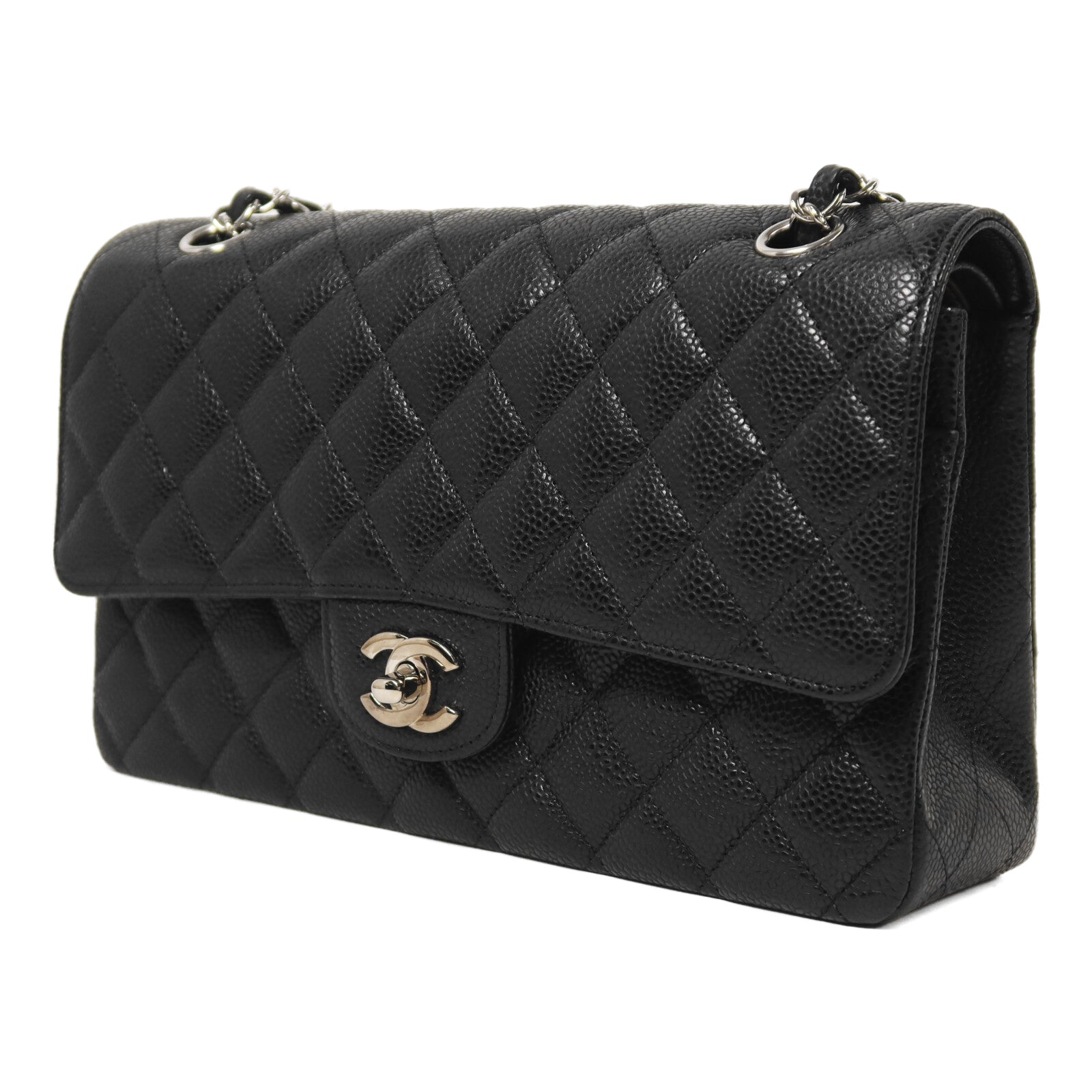 CHANEL 牛皮皮革Classic 25銀扣鏈帶肩背袋