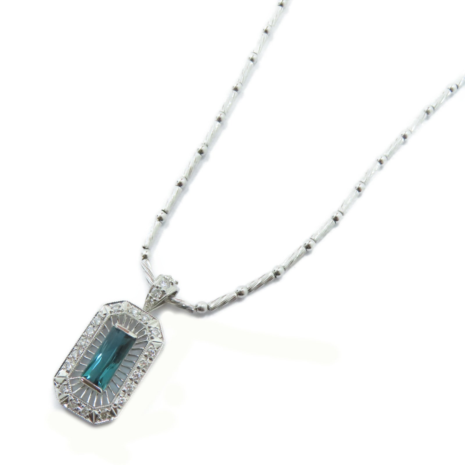 JEWELRY PT900鉑金/18K白金Tourmaline Necklace 1.04ct碧壐/0.28ct鑽石項鏈