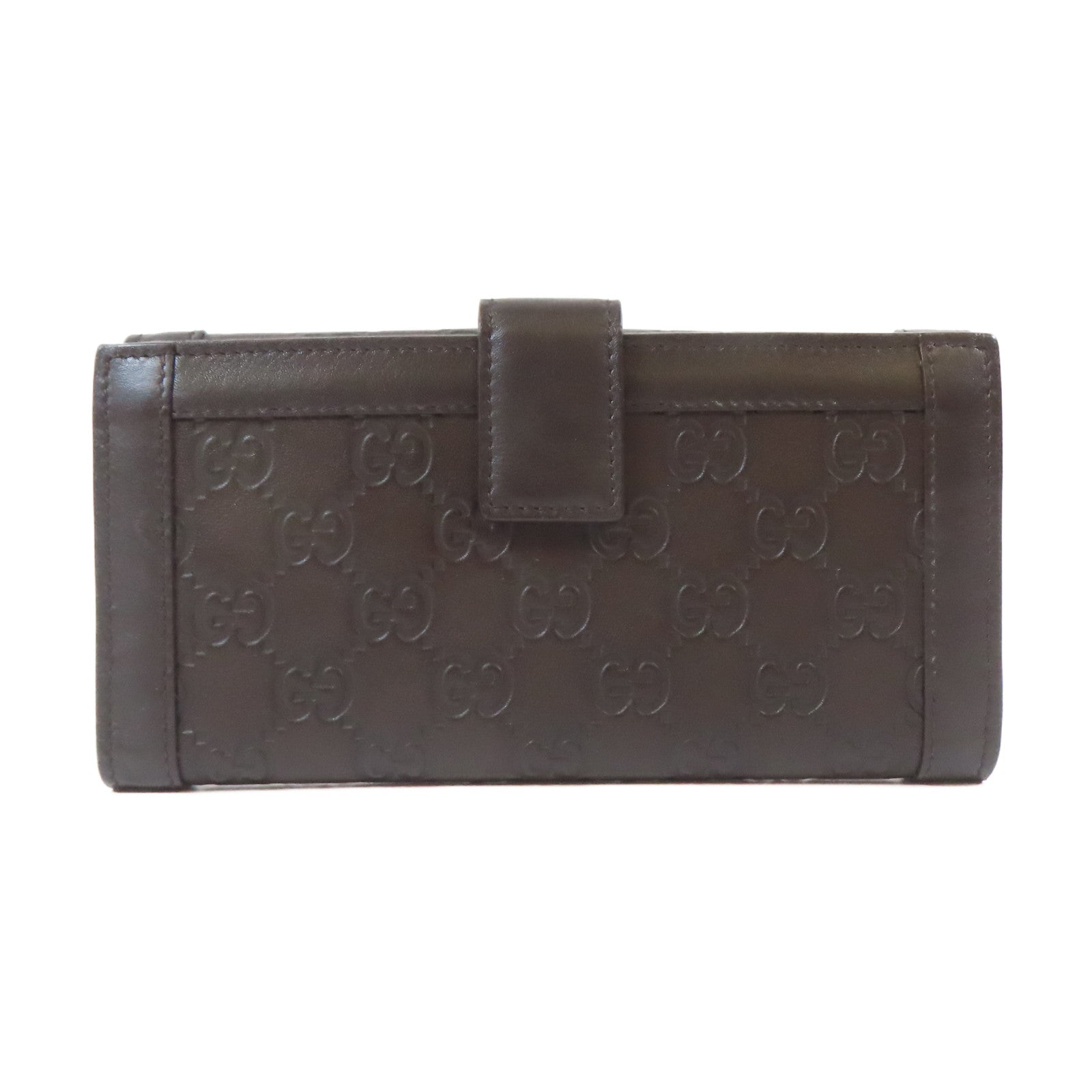 GUCCI 【激減優惠】牛皮皮革Long Wallet啪鈕長錢包啡色