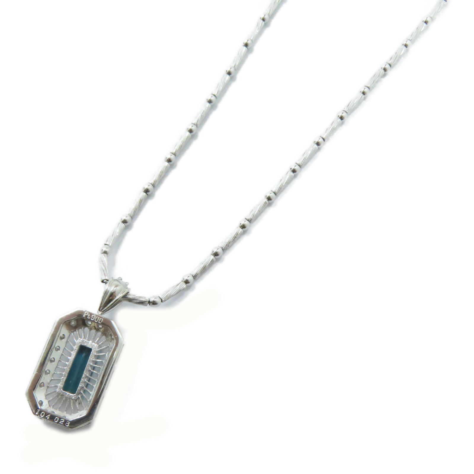JEWELRY PT900鉑金/18K白金Tourmaline Necklace 1.04ct碧壐/0.28ct鑽石項鏈
