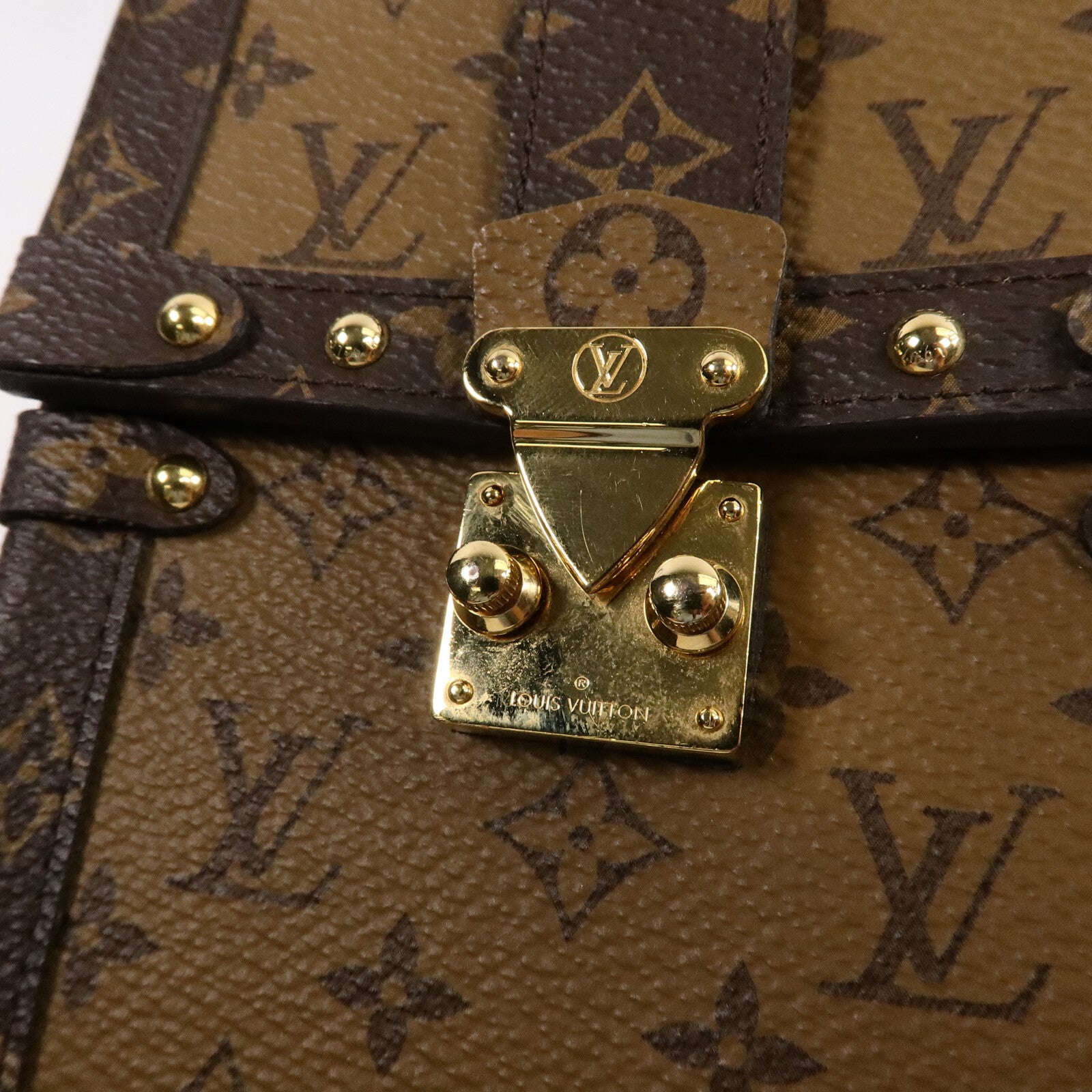 LOUIS VUITTON Monogram Reverse Trunk Vertical鏈帶肩背袋