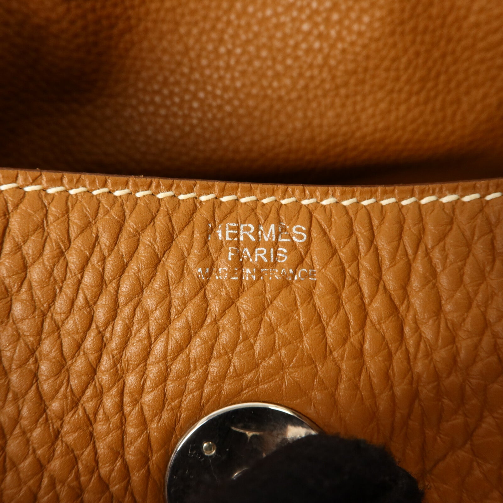 HERMES Clemence皮革Lindy 34銀扣手挽肩背兩用袋Gold