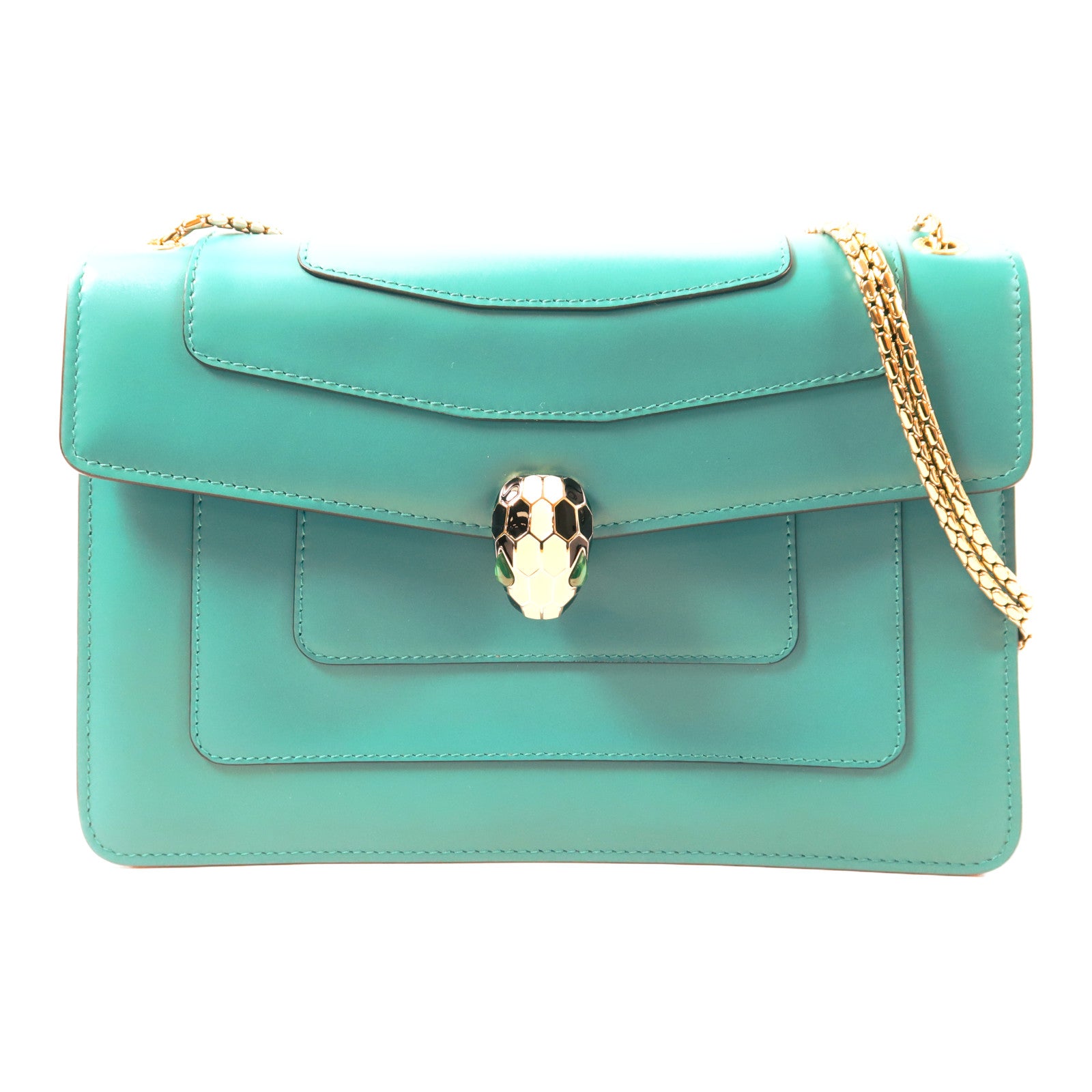 BVLGARI 牛皮皮革Serpenti Forever金扣鏈帶肩背袋