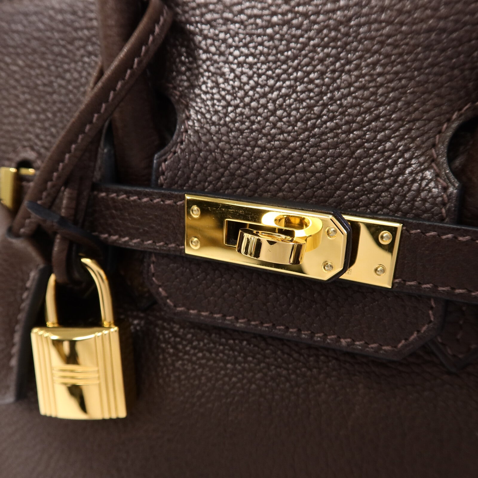HERMES Barenia皮革Birkin 25手挽袋Ebene