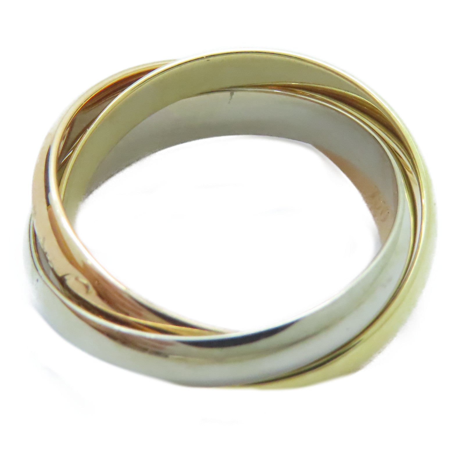CARTIER 18K黃金/白金/玫瑰金Trinity戒指Cartier#51/US#5.75