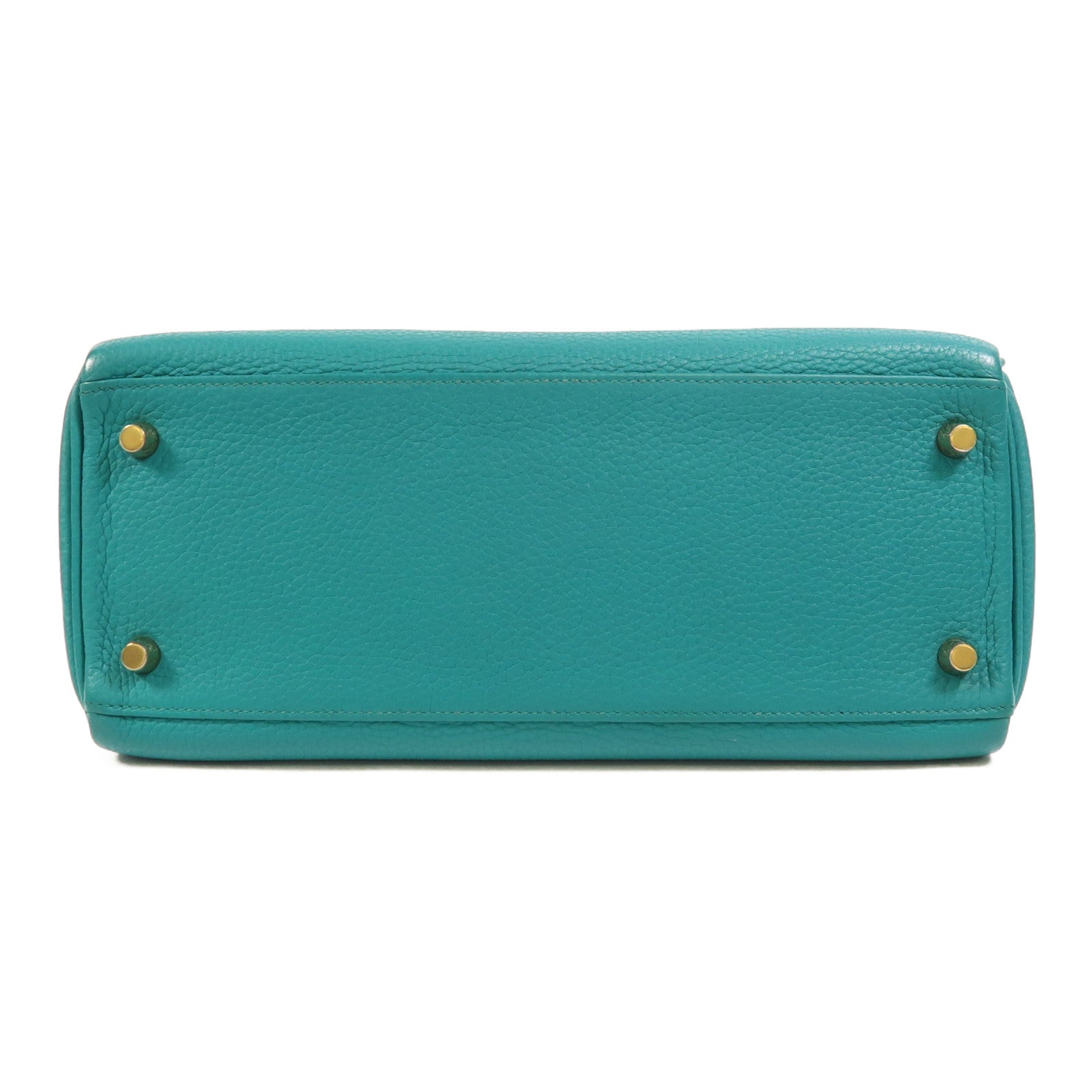 HERMES Togo皮革Kelly 28金扣手挽肩背兩用袋Bleu Paon