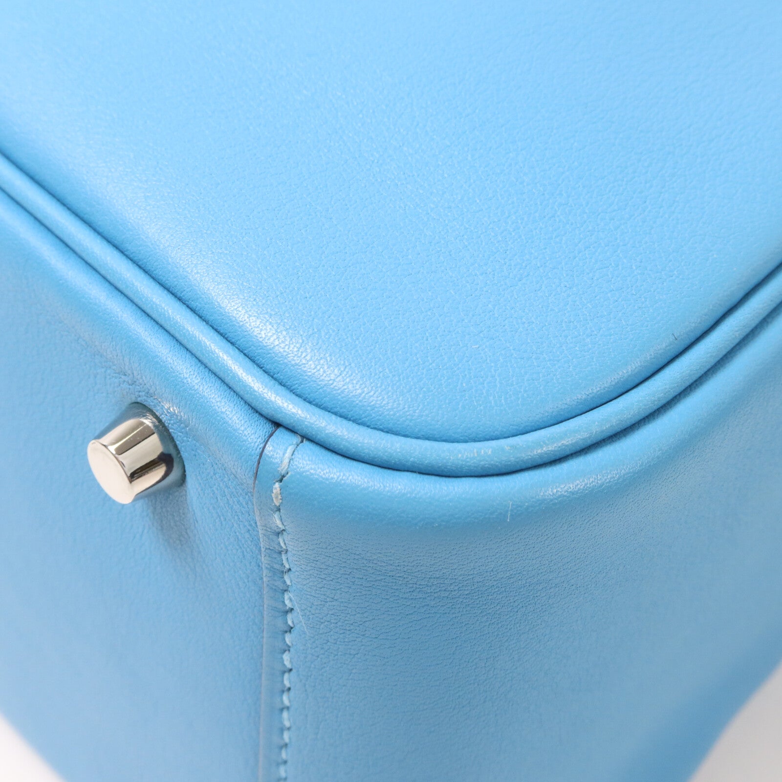HERMES Swift皮革Mini Lindy金扣手挽肩背兩用袋Bleu Frida