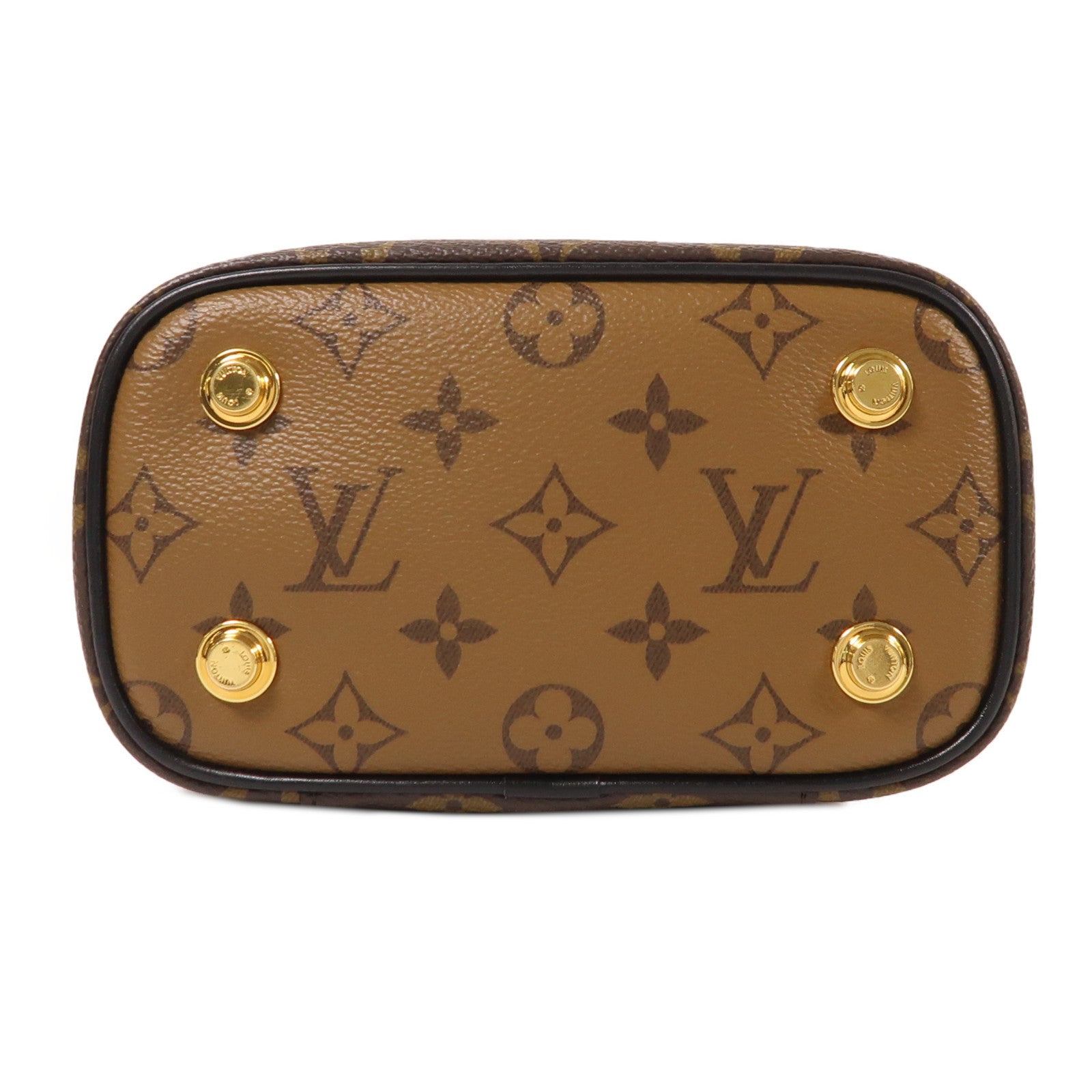 LOUIS VUITTON Monogram Reverse Vanity PM金扣手挽肩背兩用袋棕色